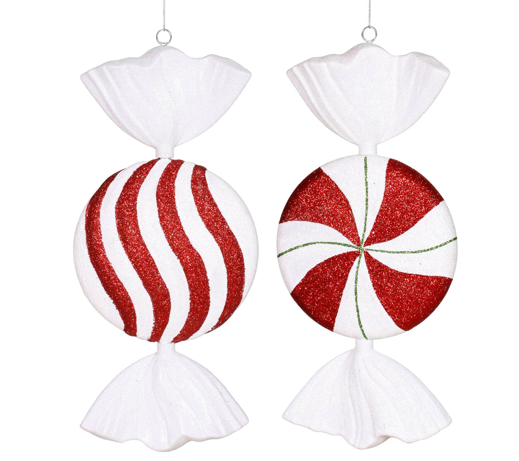 Vickerman Red-White-Green Peppermint Christmas Ornaments - QVC.com