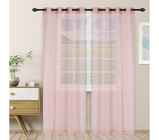 Superior Poppy Sheer Panel Grommet Curtain Panel Set, 52 x 108