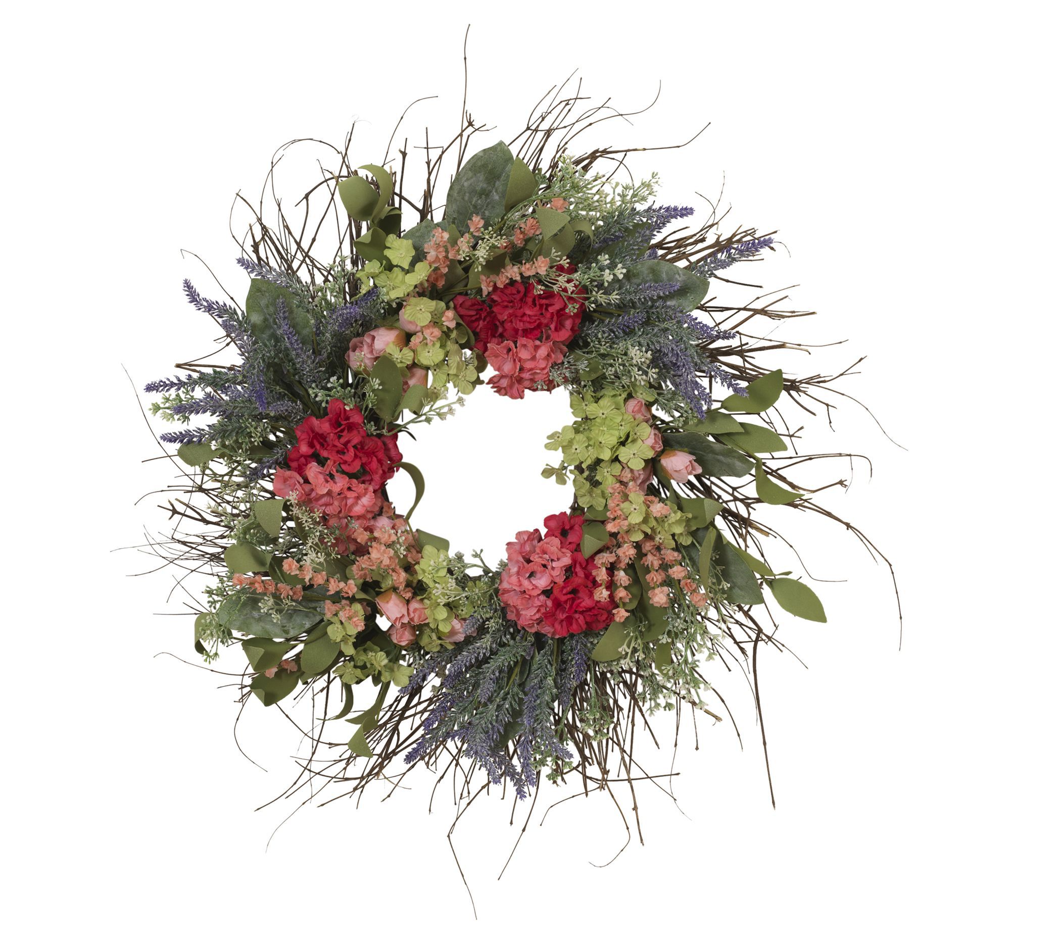 24" Natural Twig & Mixed Flower Wreath by Gerson Co.