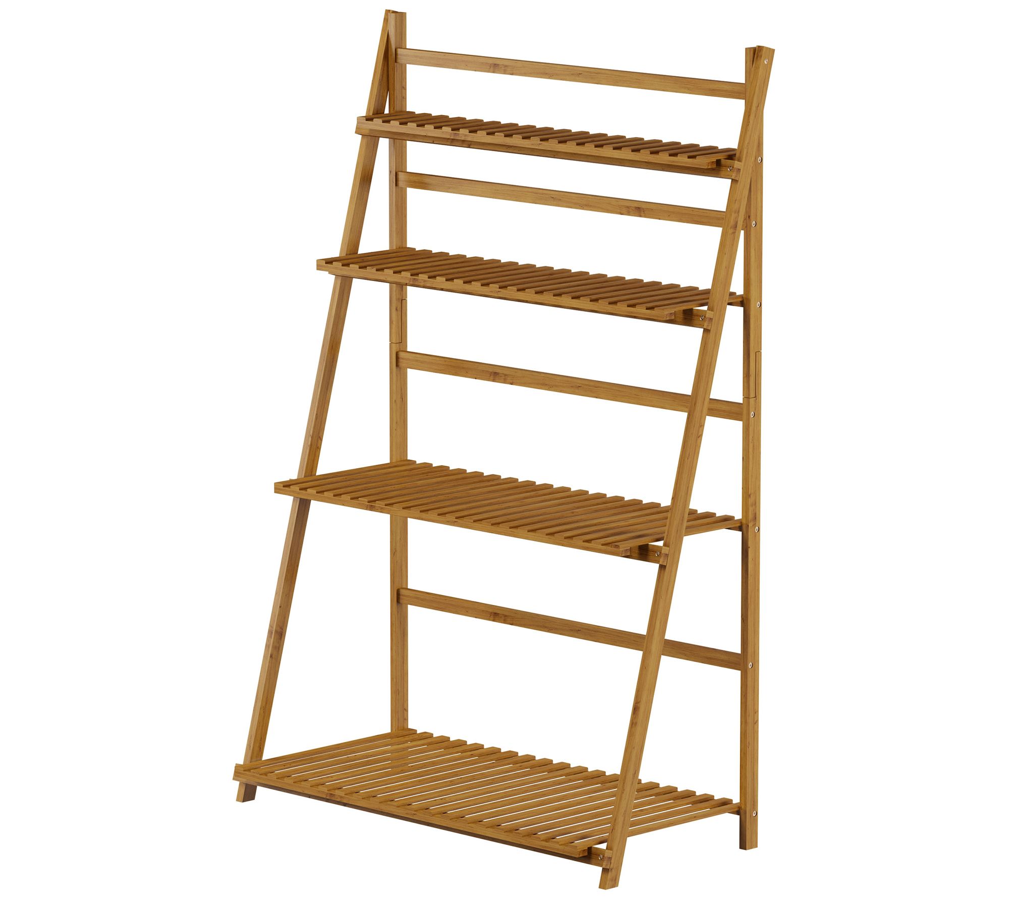 Ladder Plant Stand-4 Tier Foldable Bamboo Shelf