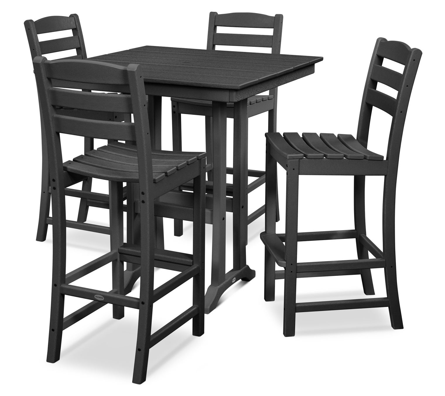 Polywood La Casa Cafe 5-Piece Farmhouse Trestle Bar Set