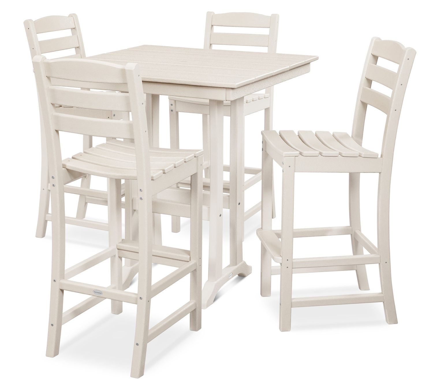 Polywood La Casa Cafe 5-Piece Farmhouse Trestle Bar Set