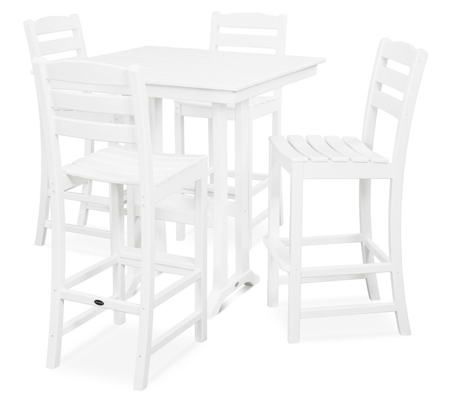Polywood La Casa Cafe 5-Piece Farmhouse Trestle Bar Set