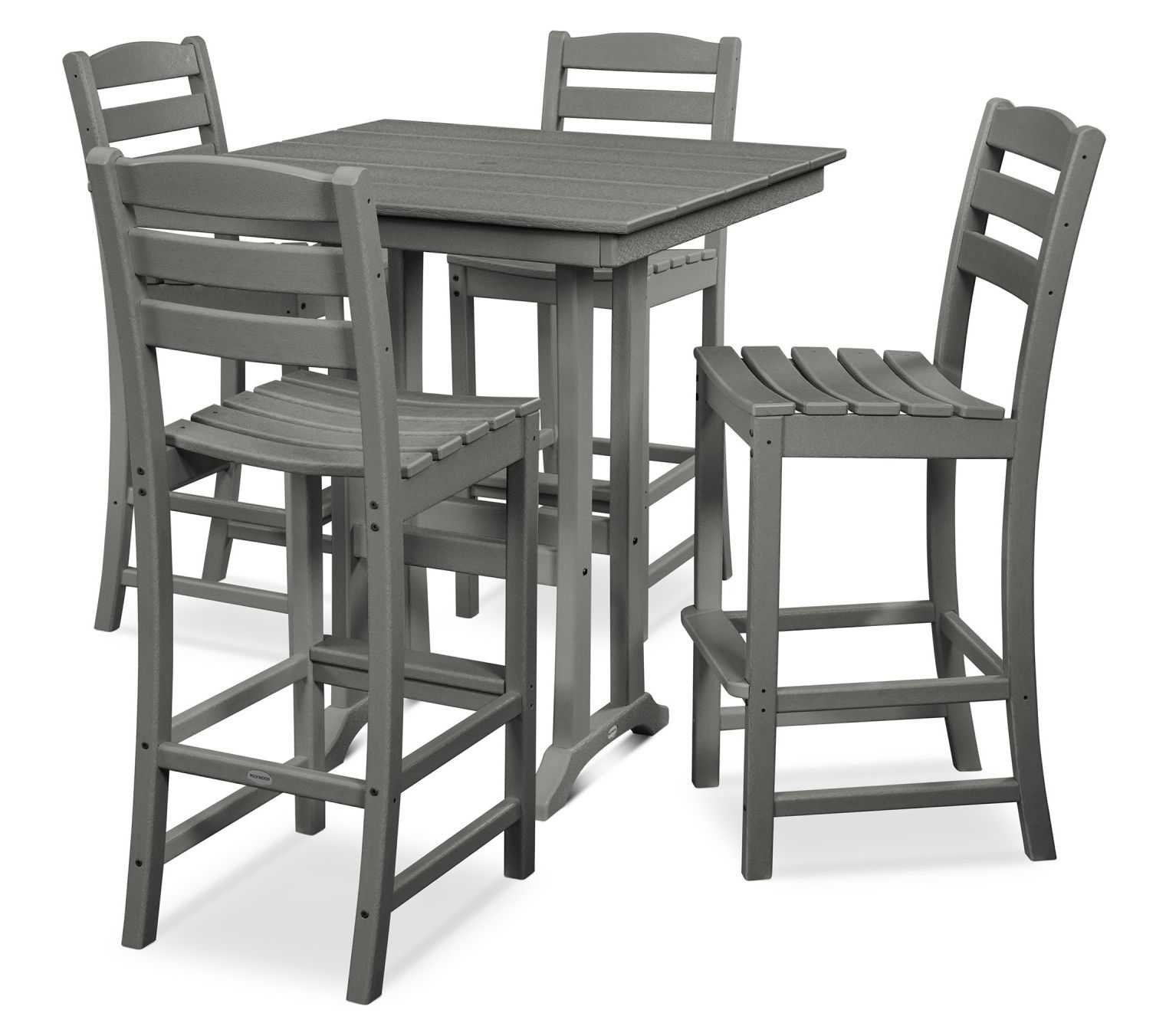 Polywood La Casa Cafe 5-Piece Farmhouse Trestle Bar Set