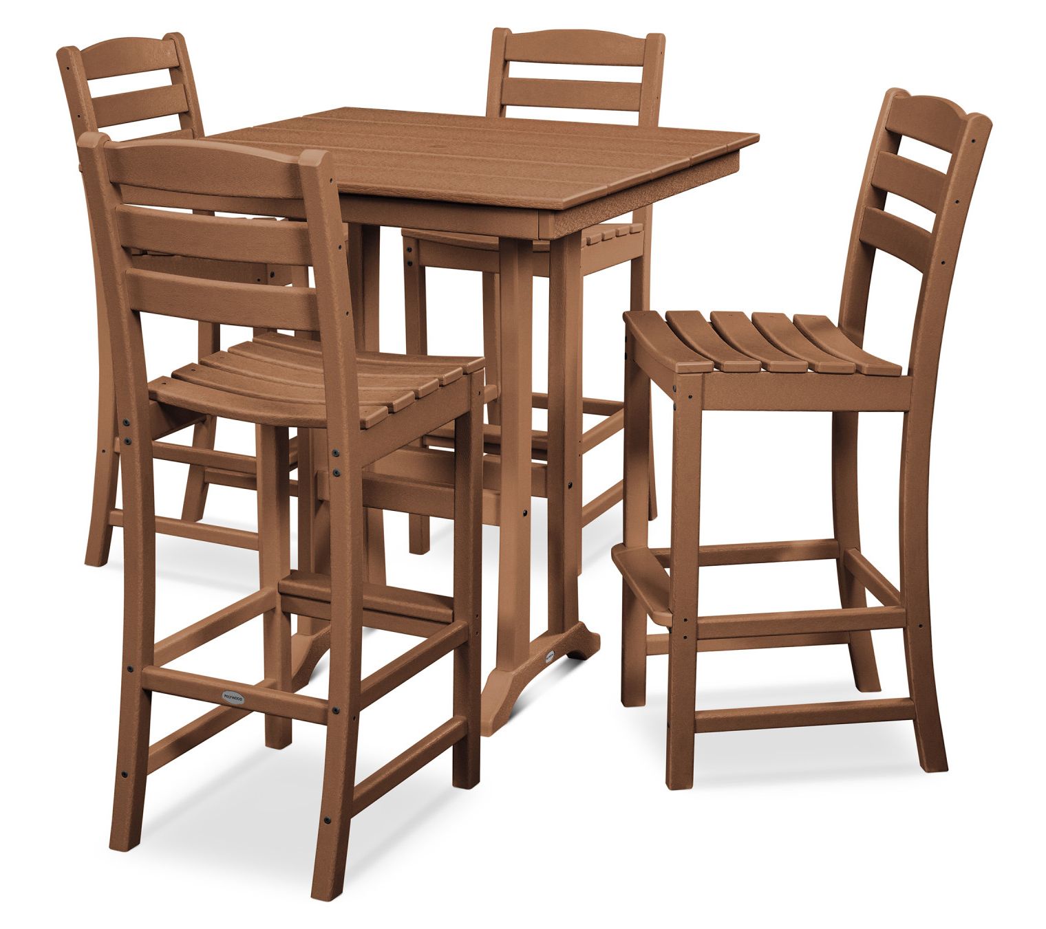 Polywood La Casa Cafe 5-Piece Farmhouse Trestle Bar Set