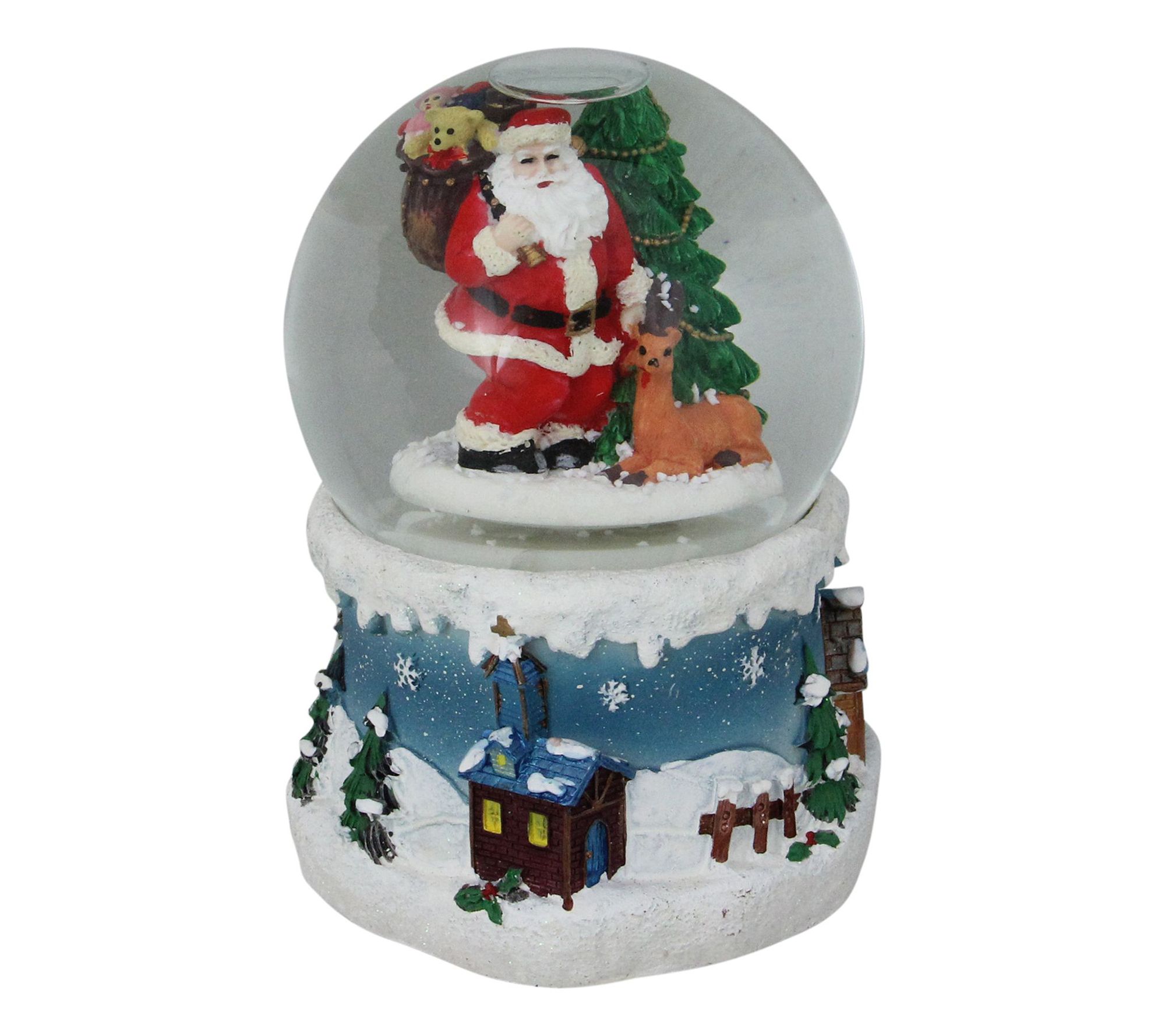 Northlight 6" Santa w/ Tree & Reindeer Blowing Snow Globe