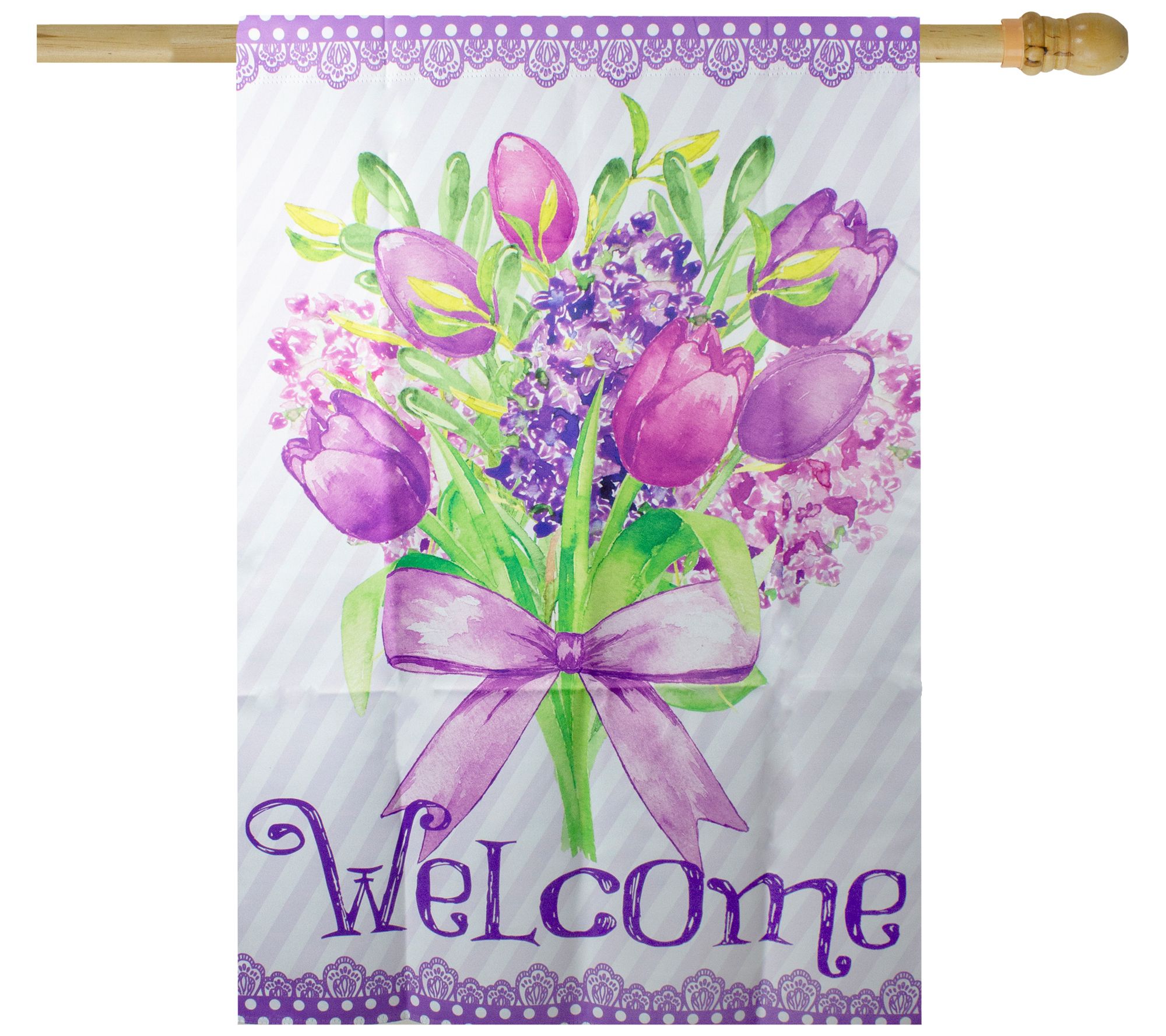 Northlight Welcome Purple Floral Bouquet Houselag 28" x 40"
