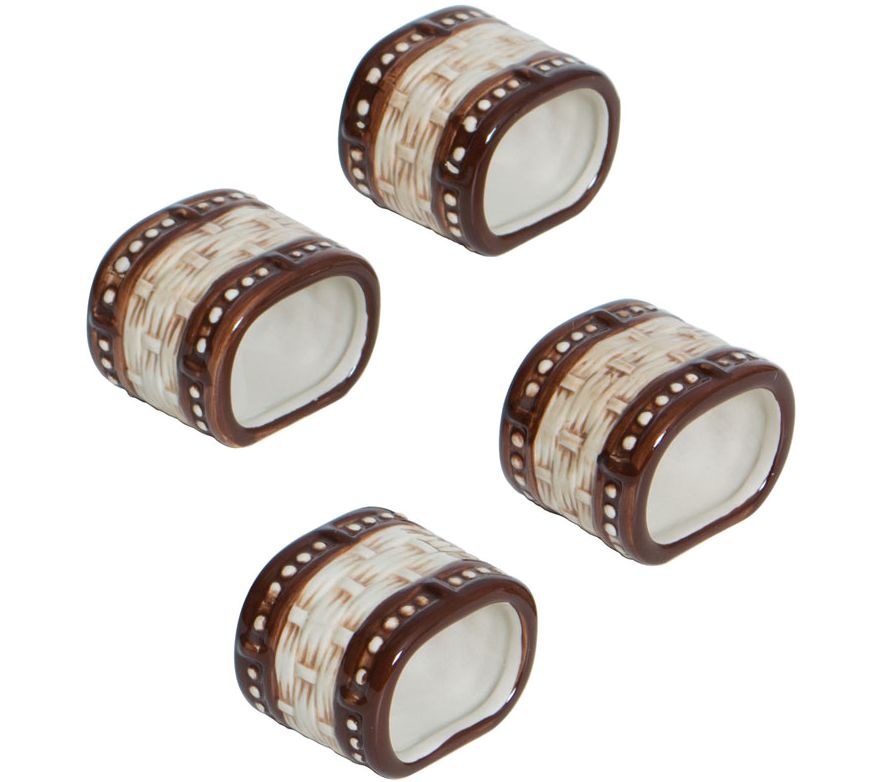 Temptations Set of 4 Basketweave Napkin Rings