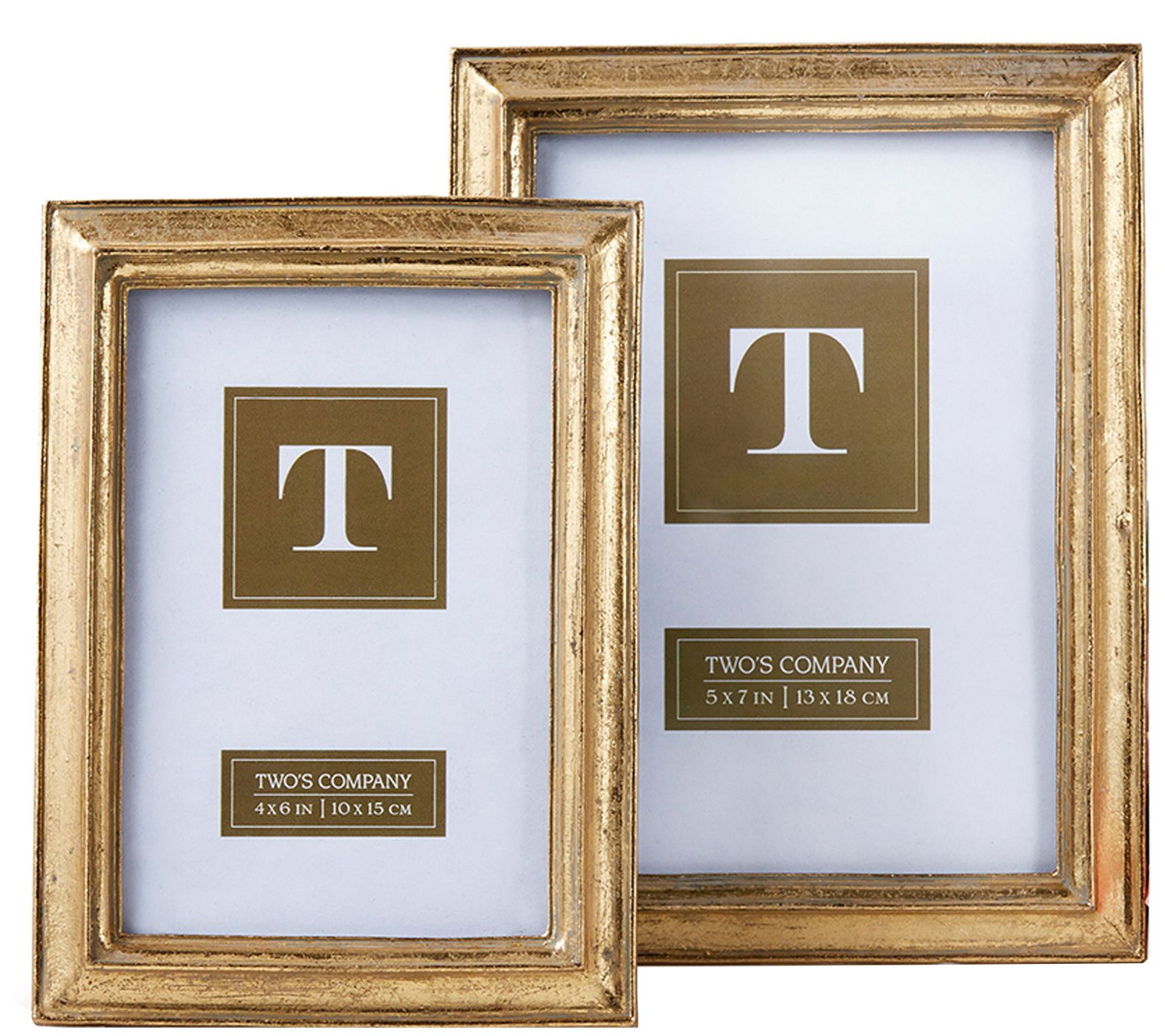 Two's Company Set of 2 Gold Leaf Photo Frames