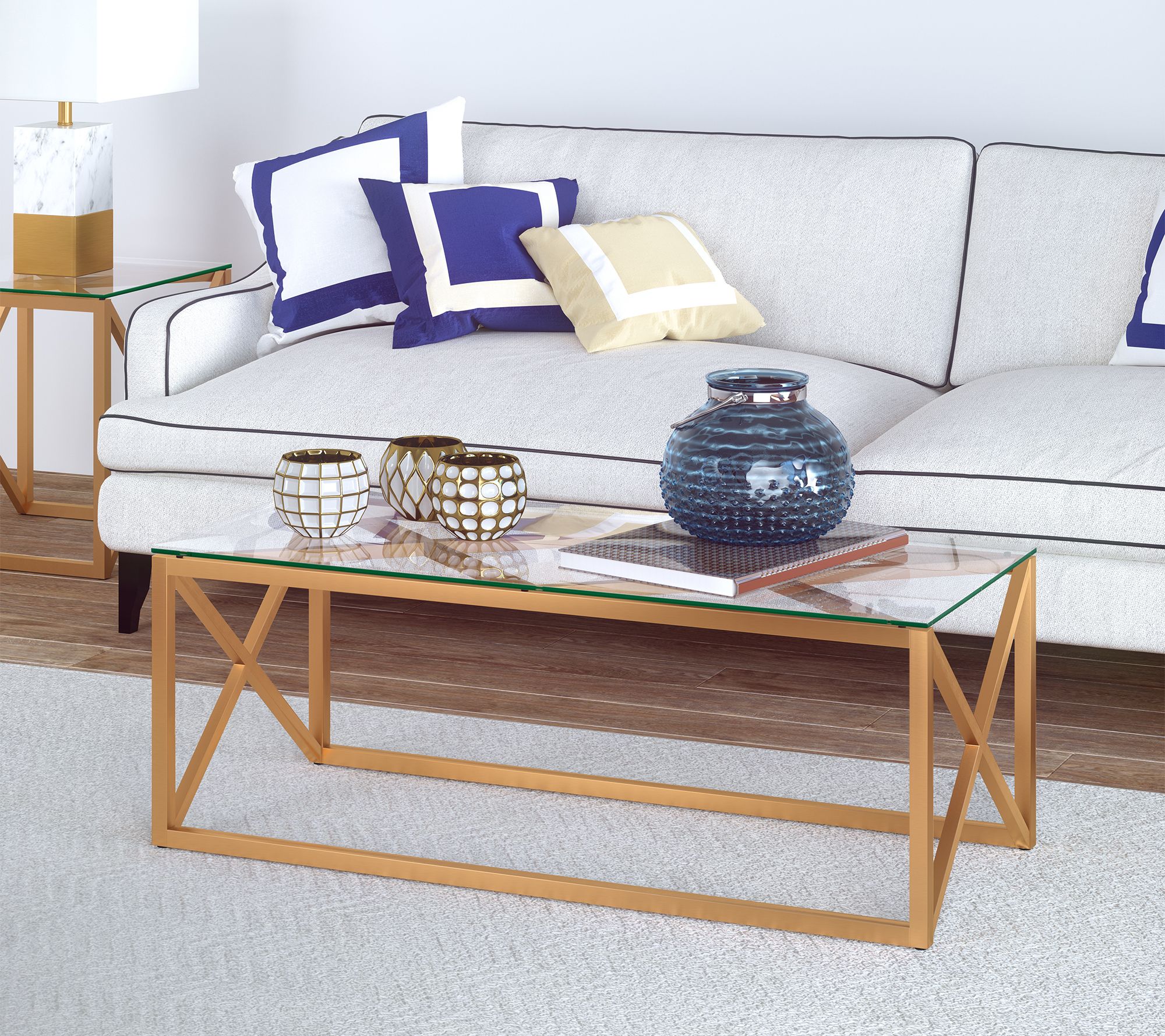 Hudson&Canal Dixon Rectangular Coffee Table W XShaped Sides