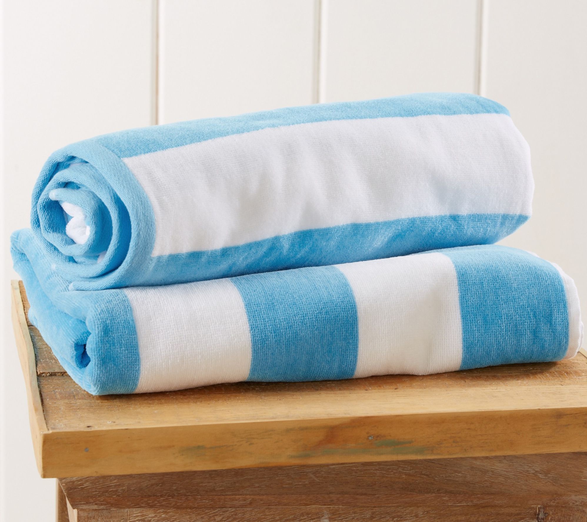 Great Bay Cabana Stripe 2Pack Velour Beach Towel