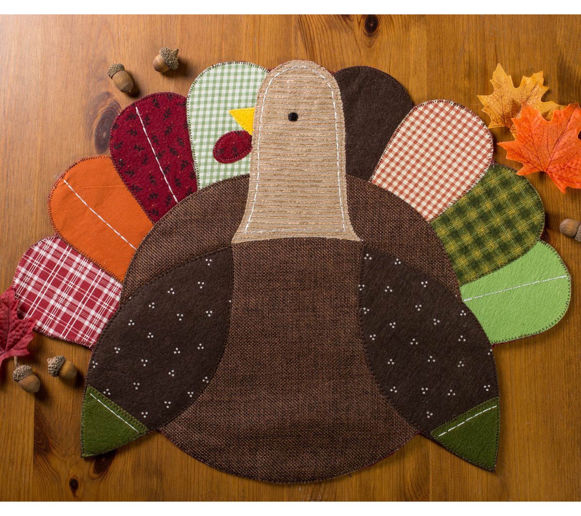 Design Imports Embroidered Turkey Placemat Setof 4 - QVC.com