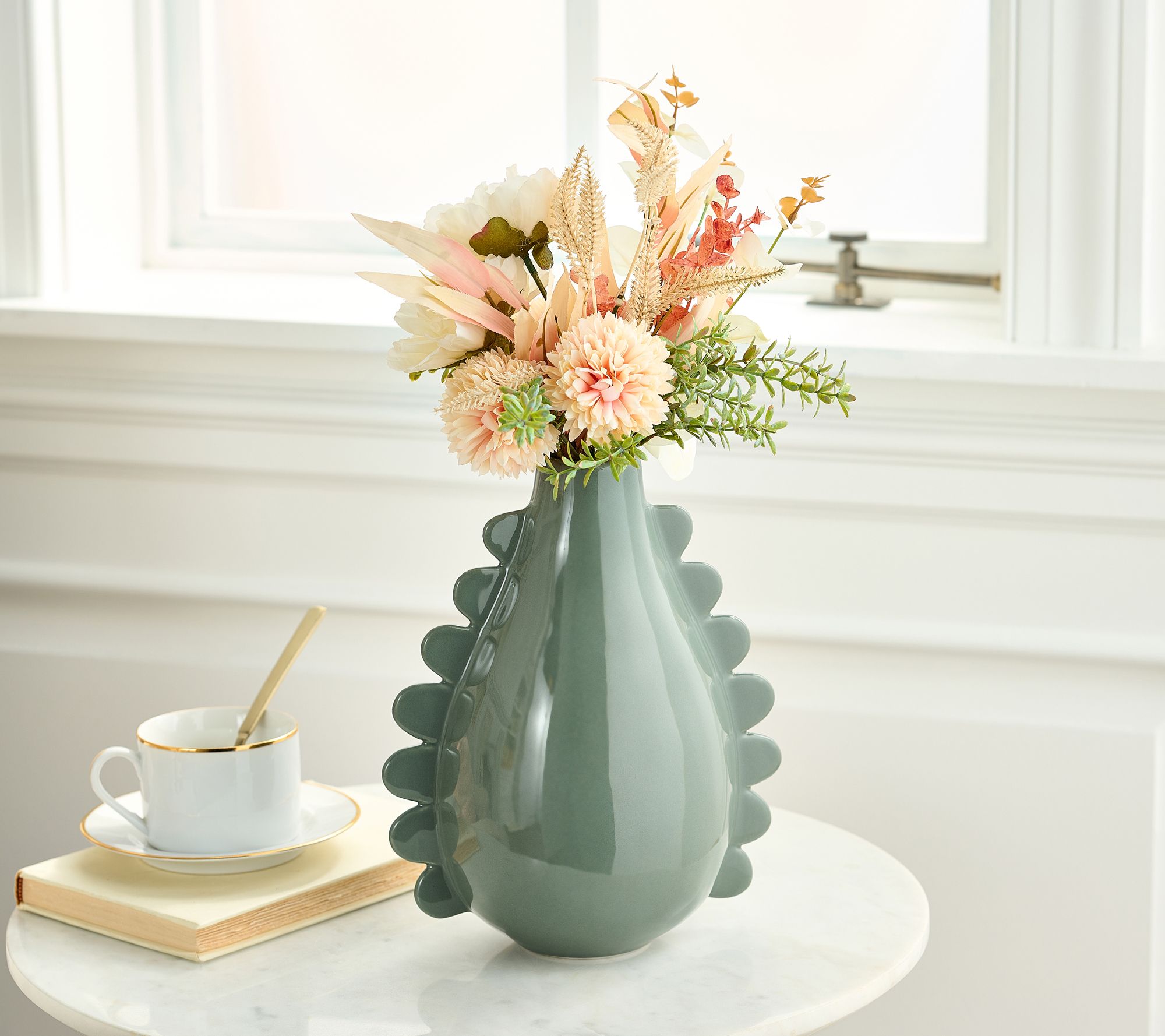 Scalloped 10" Ceramic Vase by Bright Bazaar