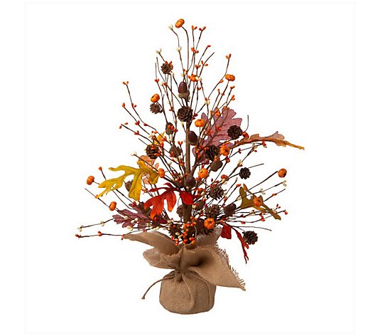 Glitzhome Fall Harvest Indoor Leaves and Pinecones Tabletop