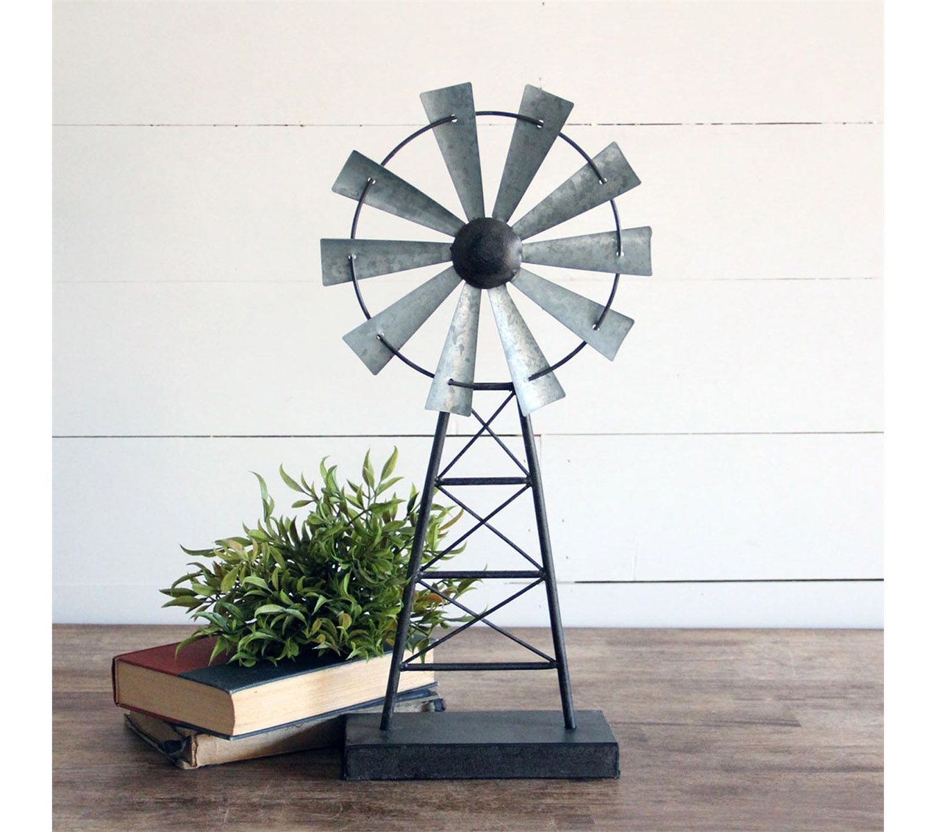 Foreside Home Garden Distressed Metal Windmill Table Decor QVC