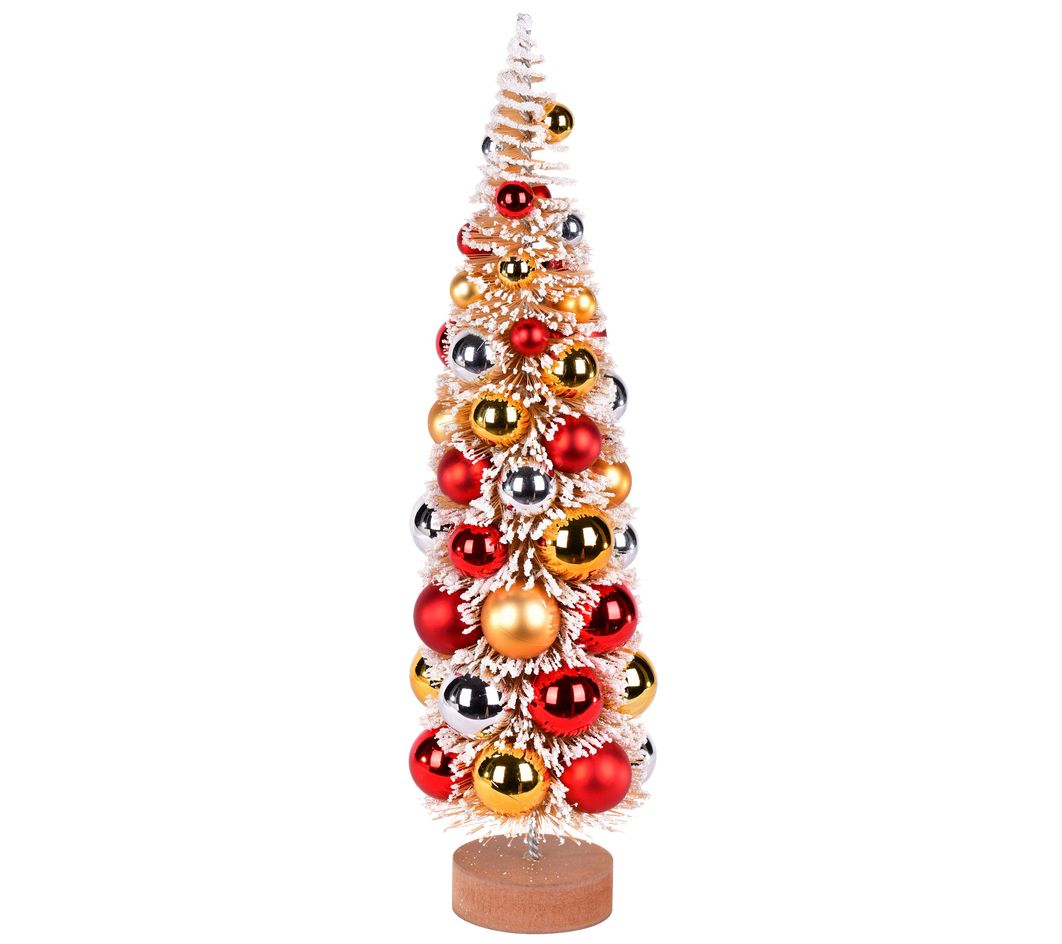 Vickerman 18" Frosted Gold Tree with MulticolorOrnaments