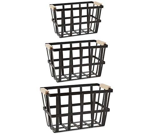 Design Imports Set/3 Urban Modern Metal Basket