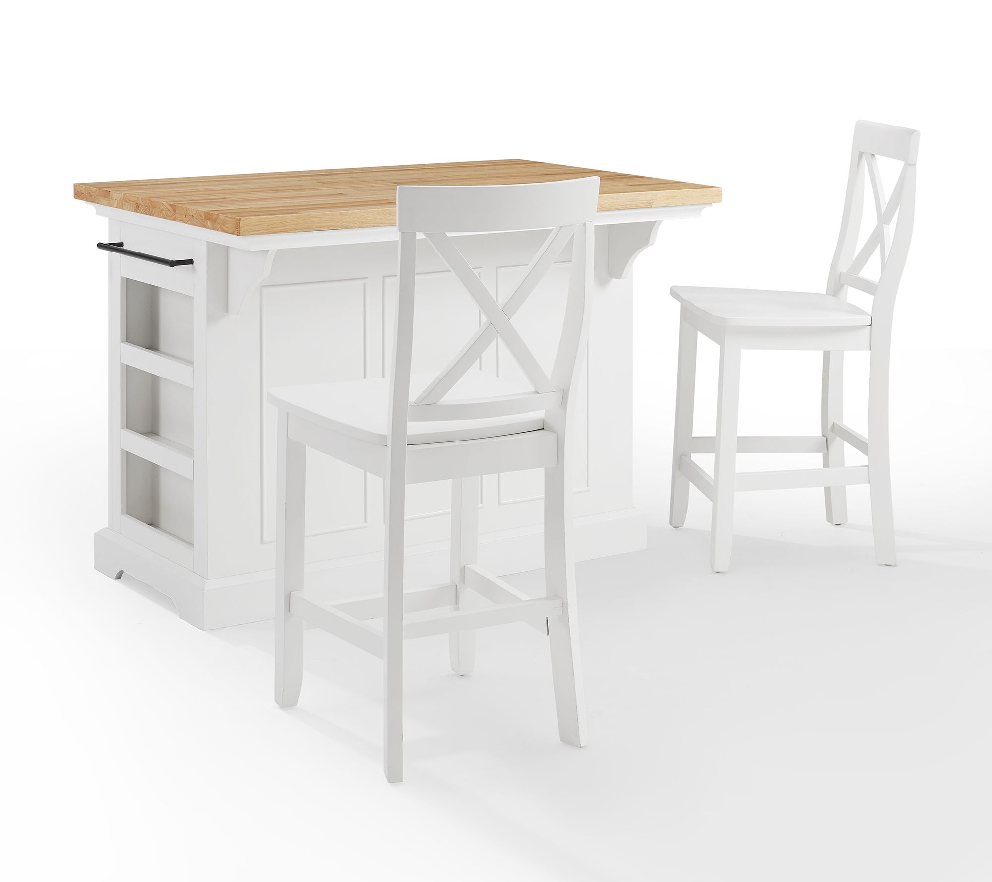 Crosley Julia Wood Top Island W/X-Back Stools in White - QVC.com