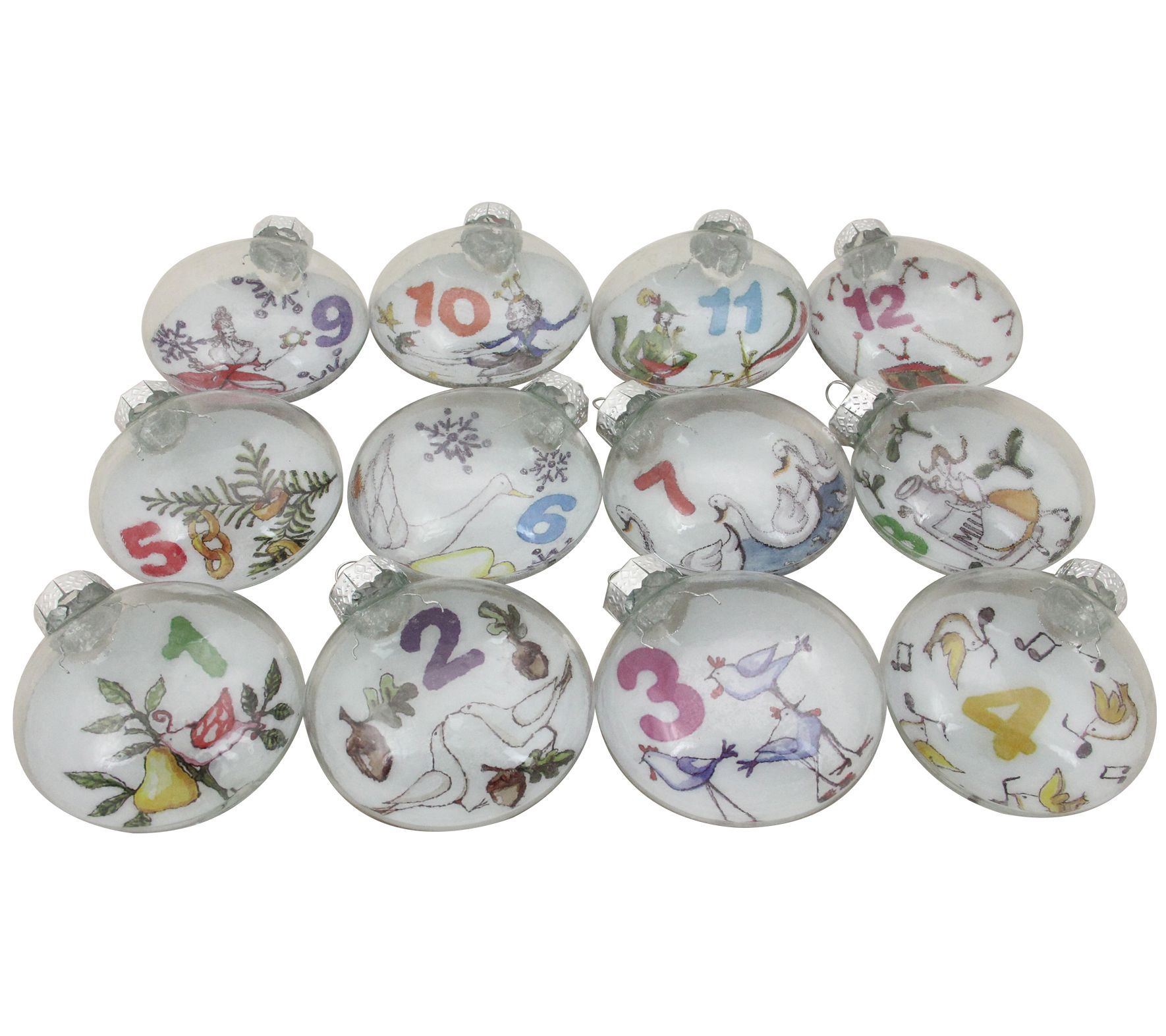 Northlight 12ct Clear 'The Twelve Days of Christmas' Ornaments