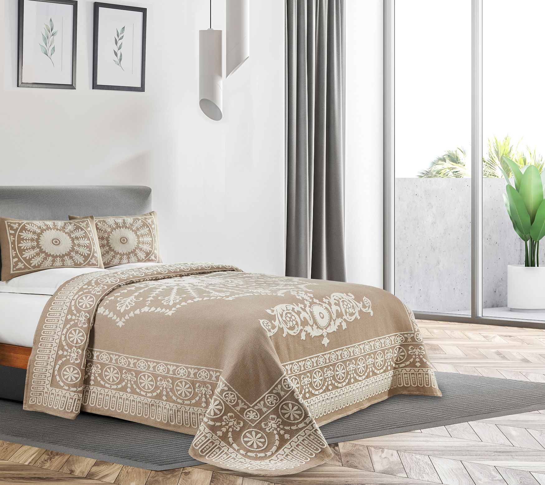 Superior Lightweight Cotton Blend Oversized Bed spread, Full