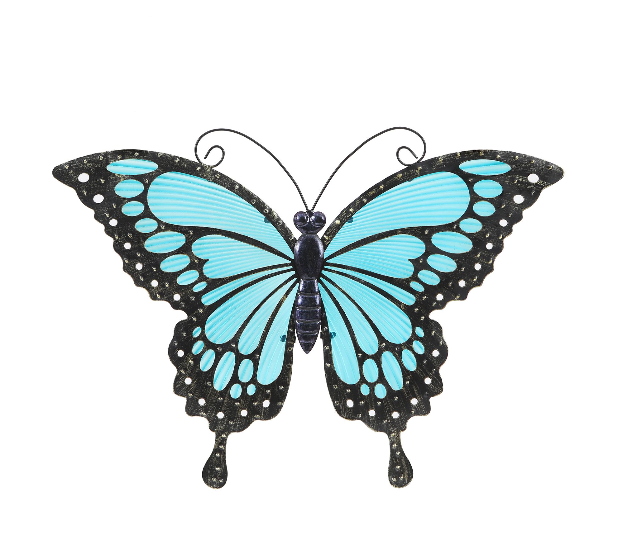 LuxenHome Blue Butterfly Glass and Metal Outdoor Wall Decor - QVC.com