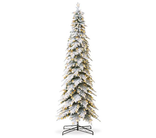 Glitzhome 11ft Pre-Lit Flocked Spruce Faux Christmas Tree