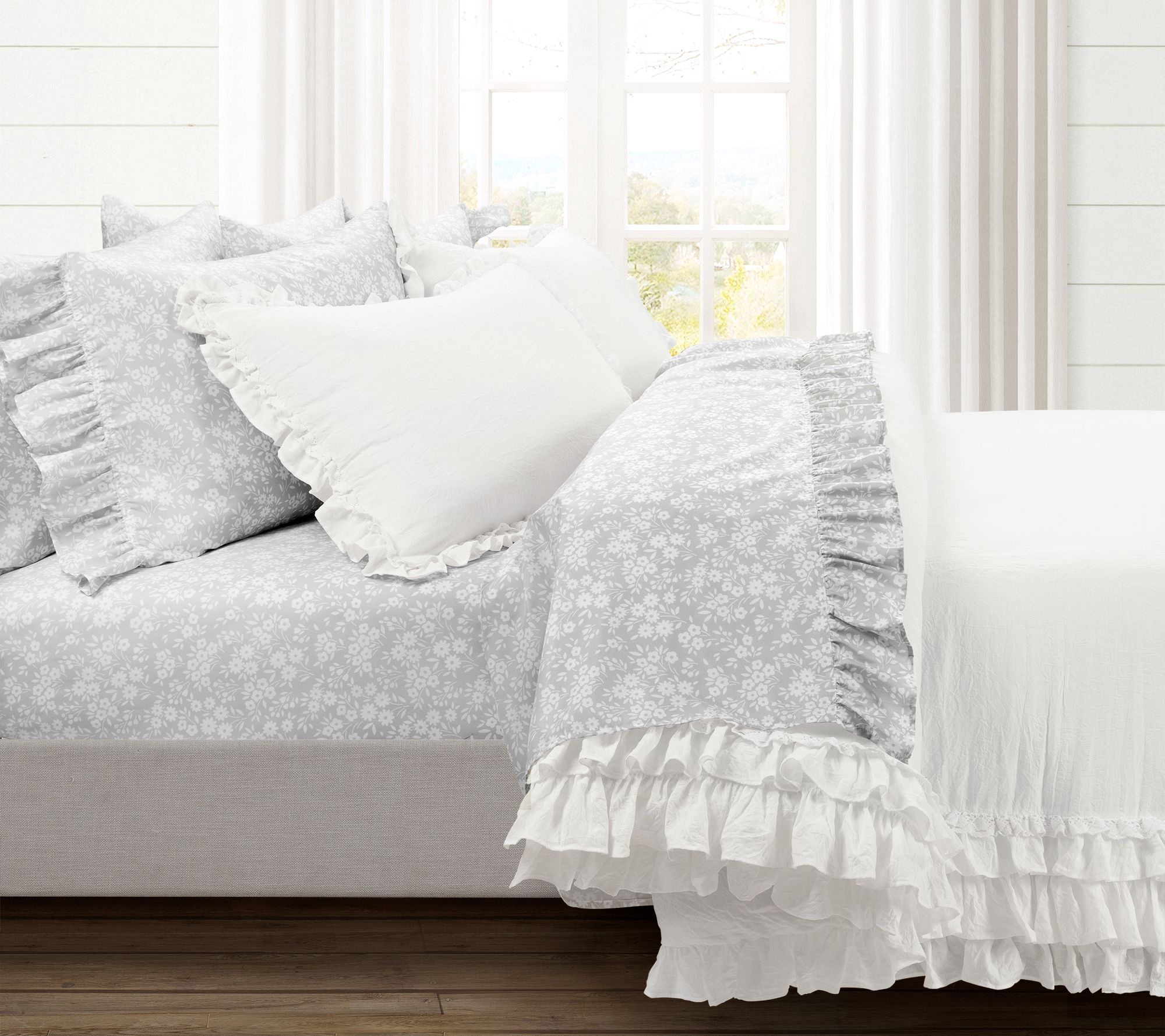 Garden Of Flowers Ruffle Sheet 6Pc K by Lush Decor