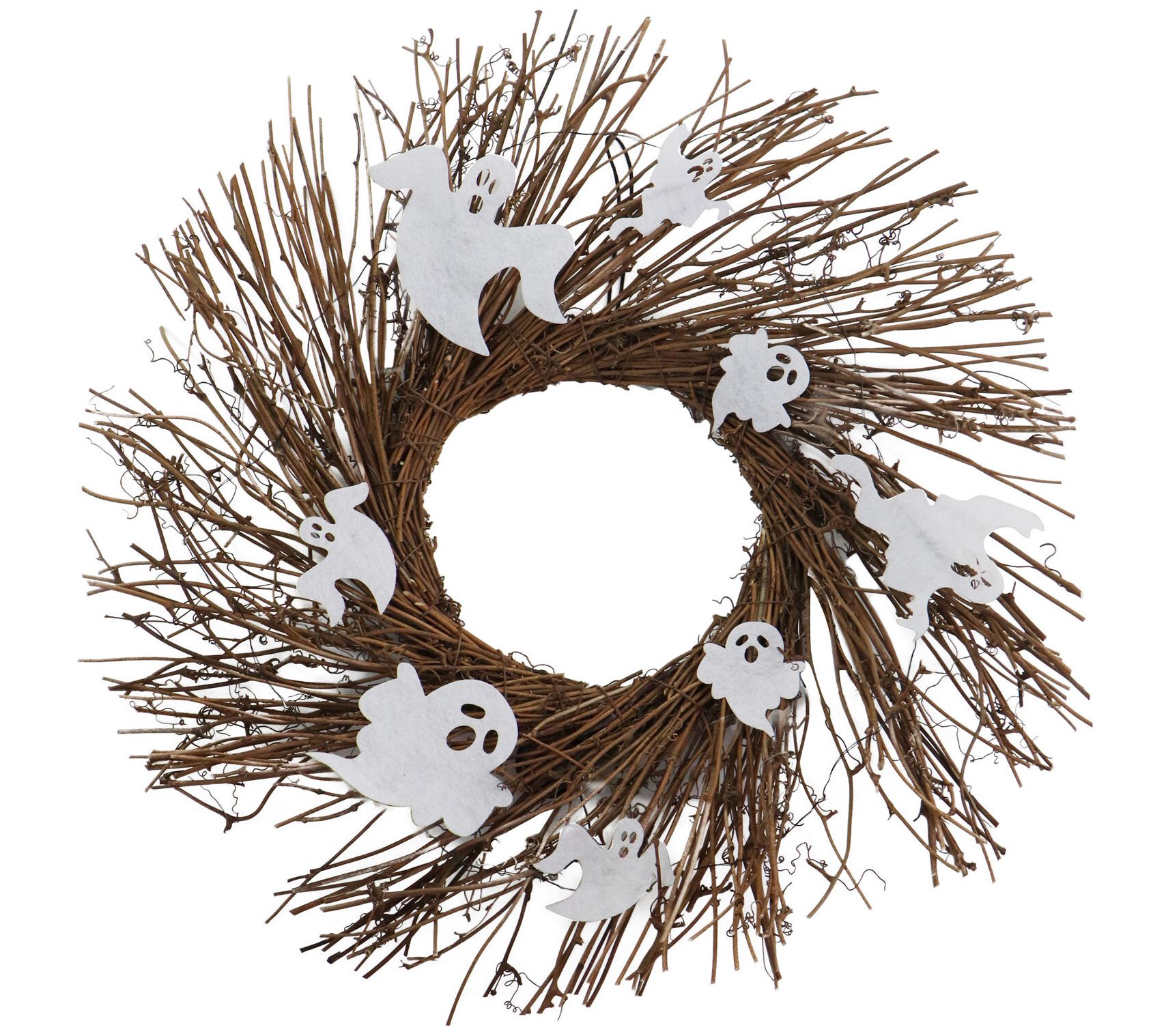 Haunted Hill Farm 20-In. Battery-Operated Natural Twig Wreath