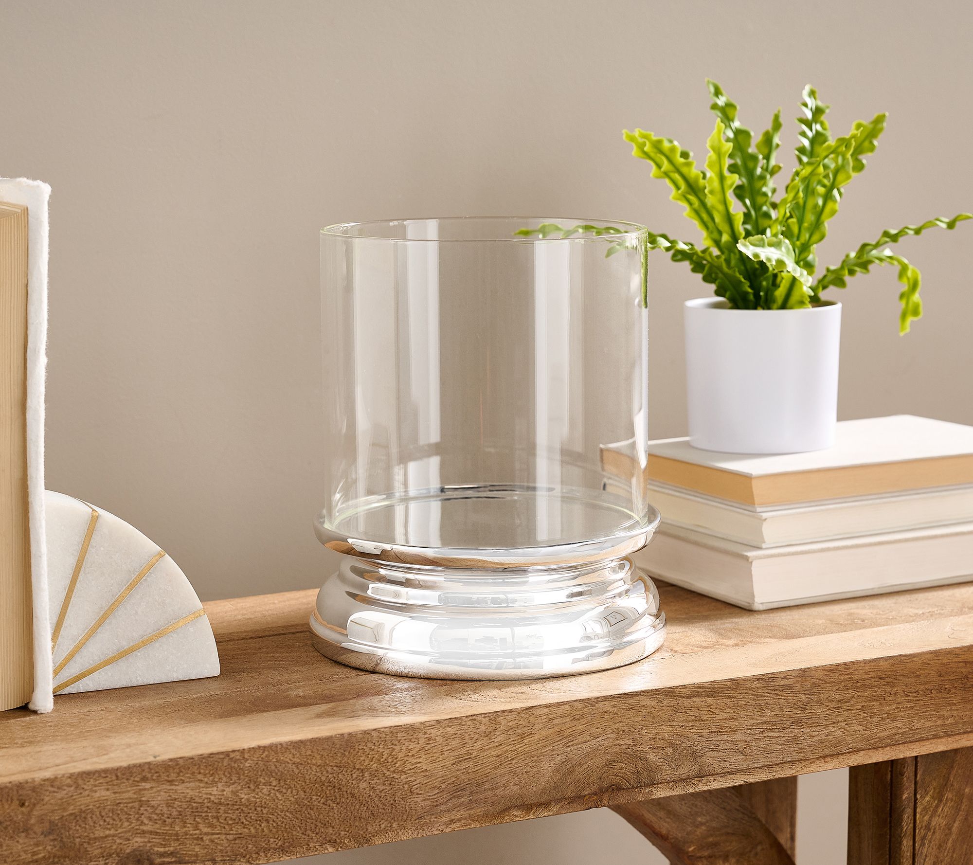 HomeWorx by Slatkin + Co. Silver Everyday Candle Hurricane