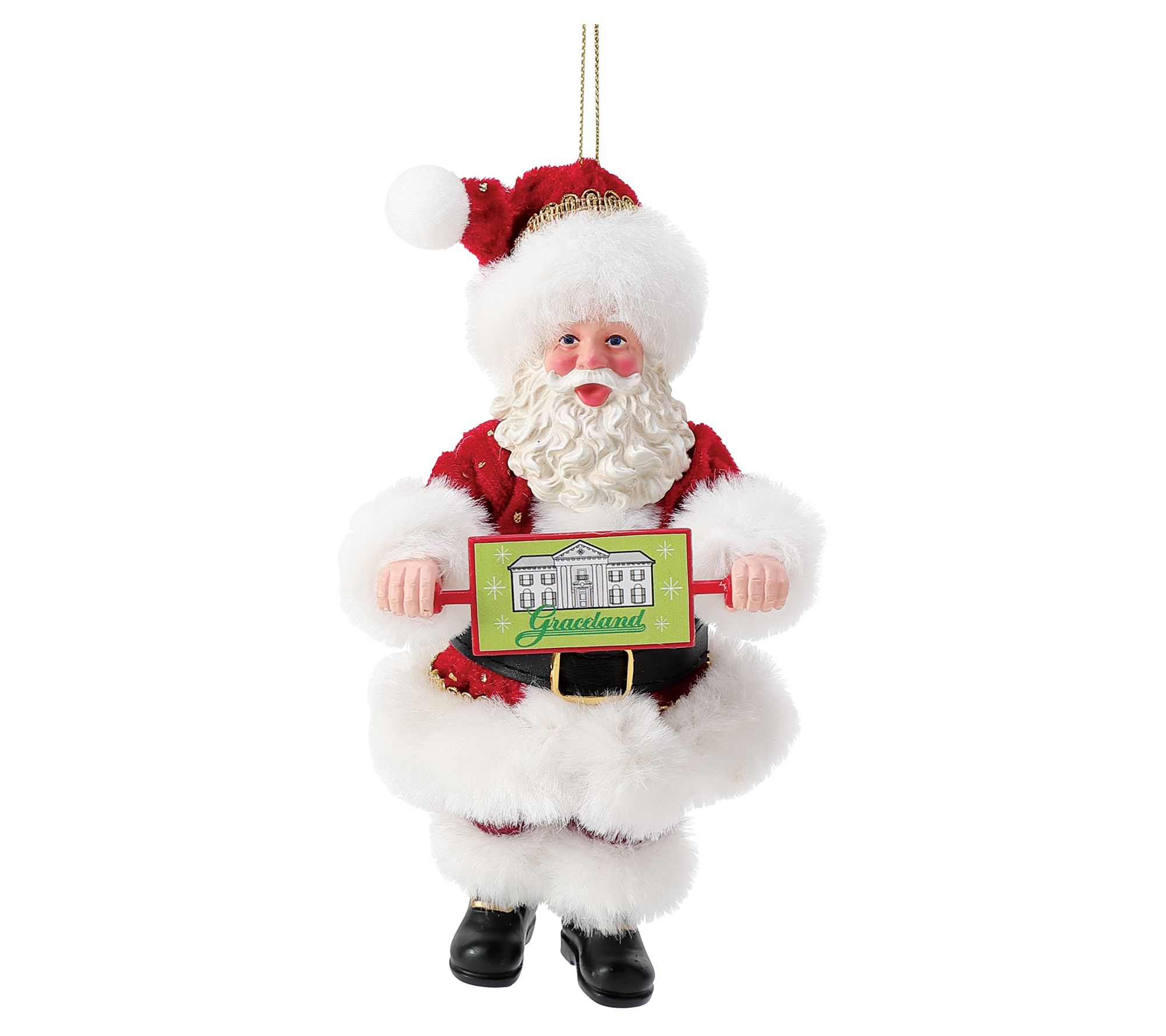 Graceland Flip Sign Santa Ornament White
