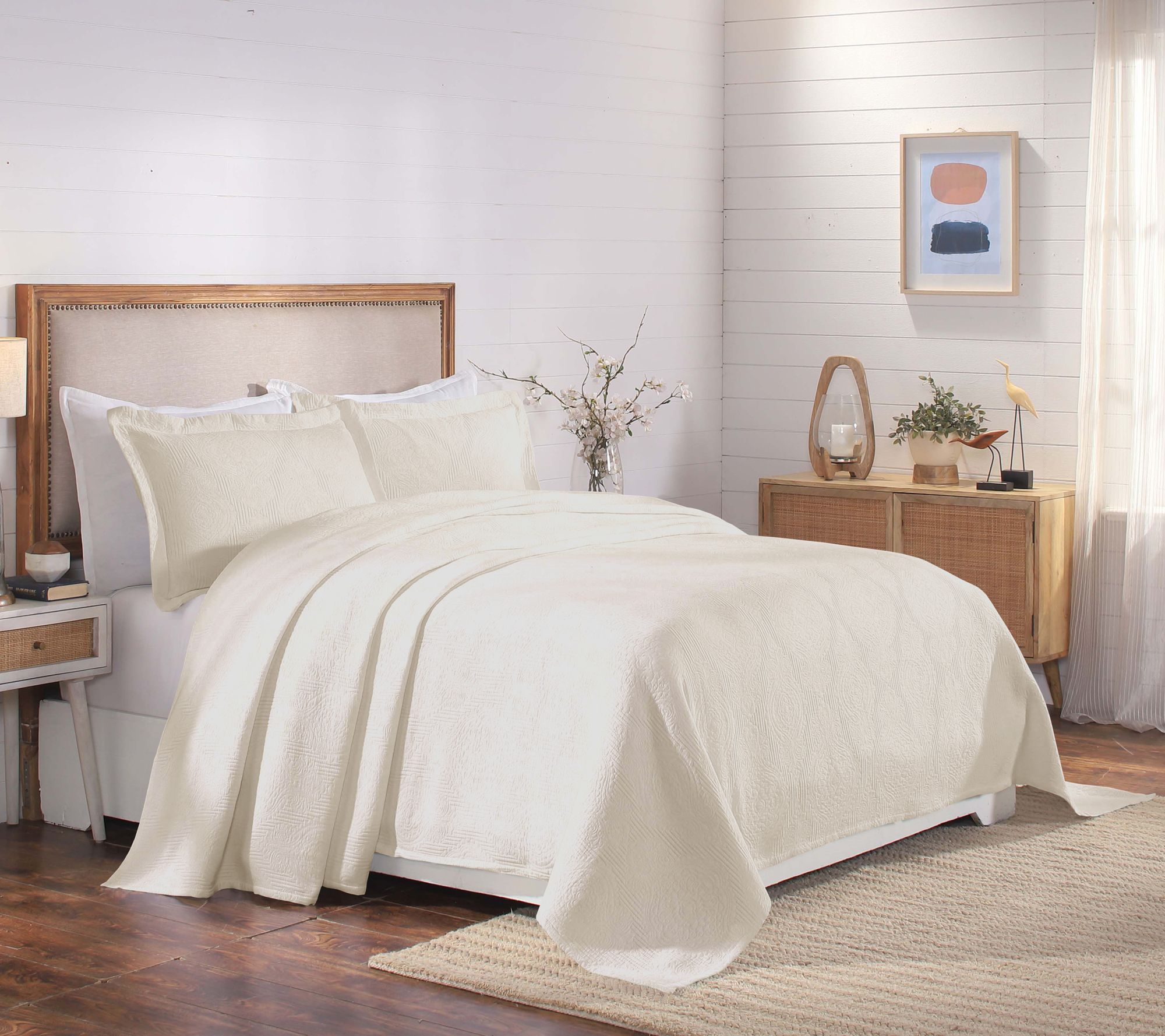 Superior Victory Cotton Matelasse Weave Bedspread Set- Queen