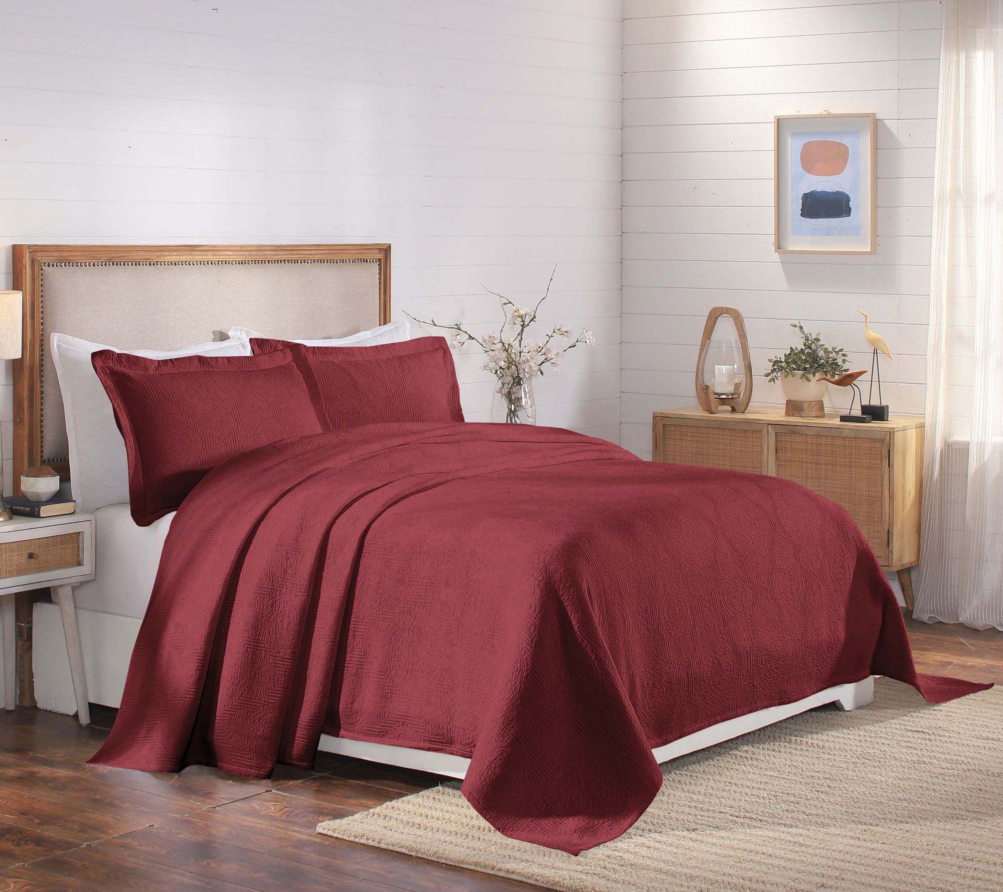 Superior Victory Cotton Matelasse Weave Bedspread Set- Queen