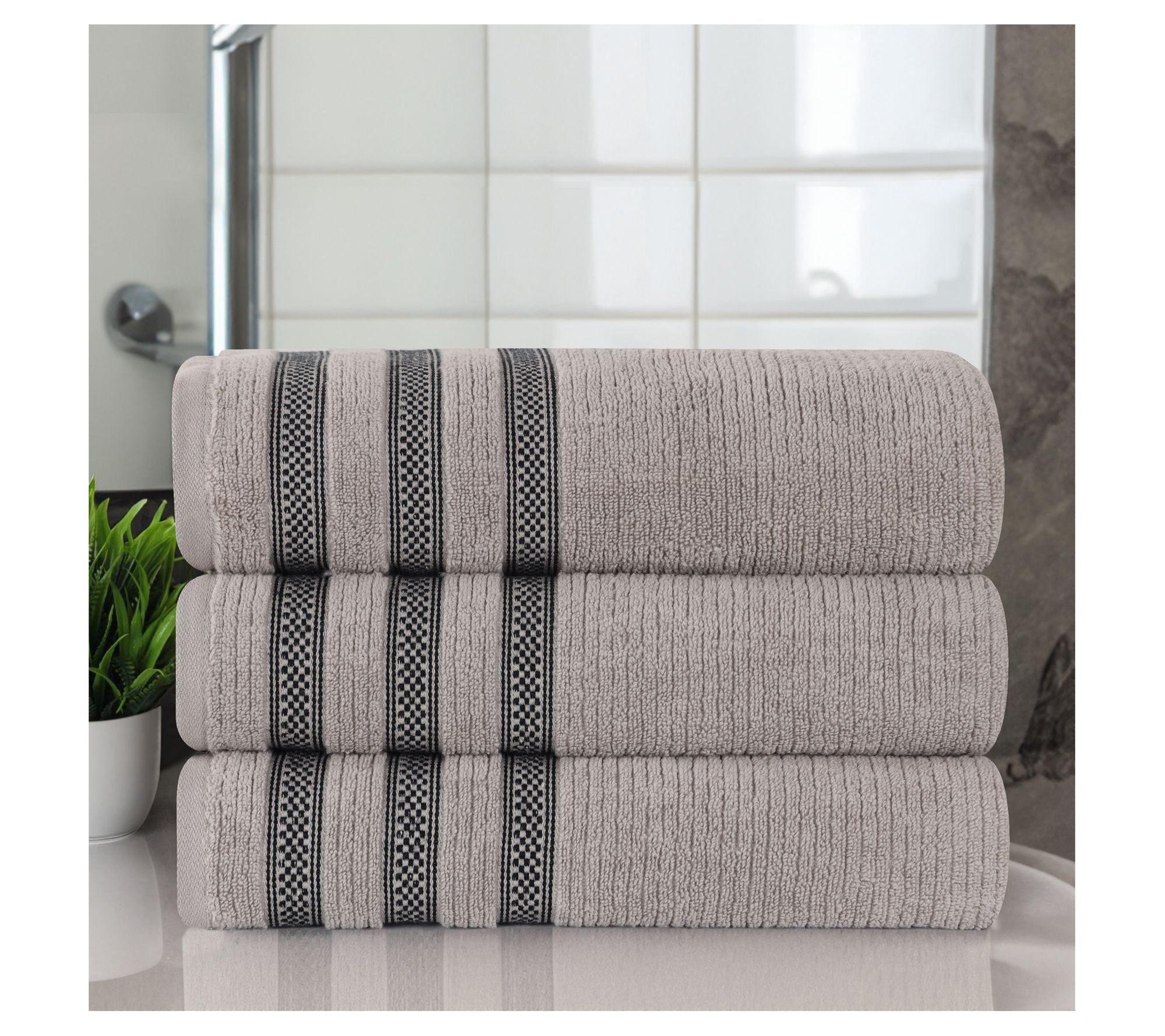 Superior 3pc Soft Zero Twist Cotton Ribbed Plush Bath Towels