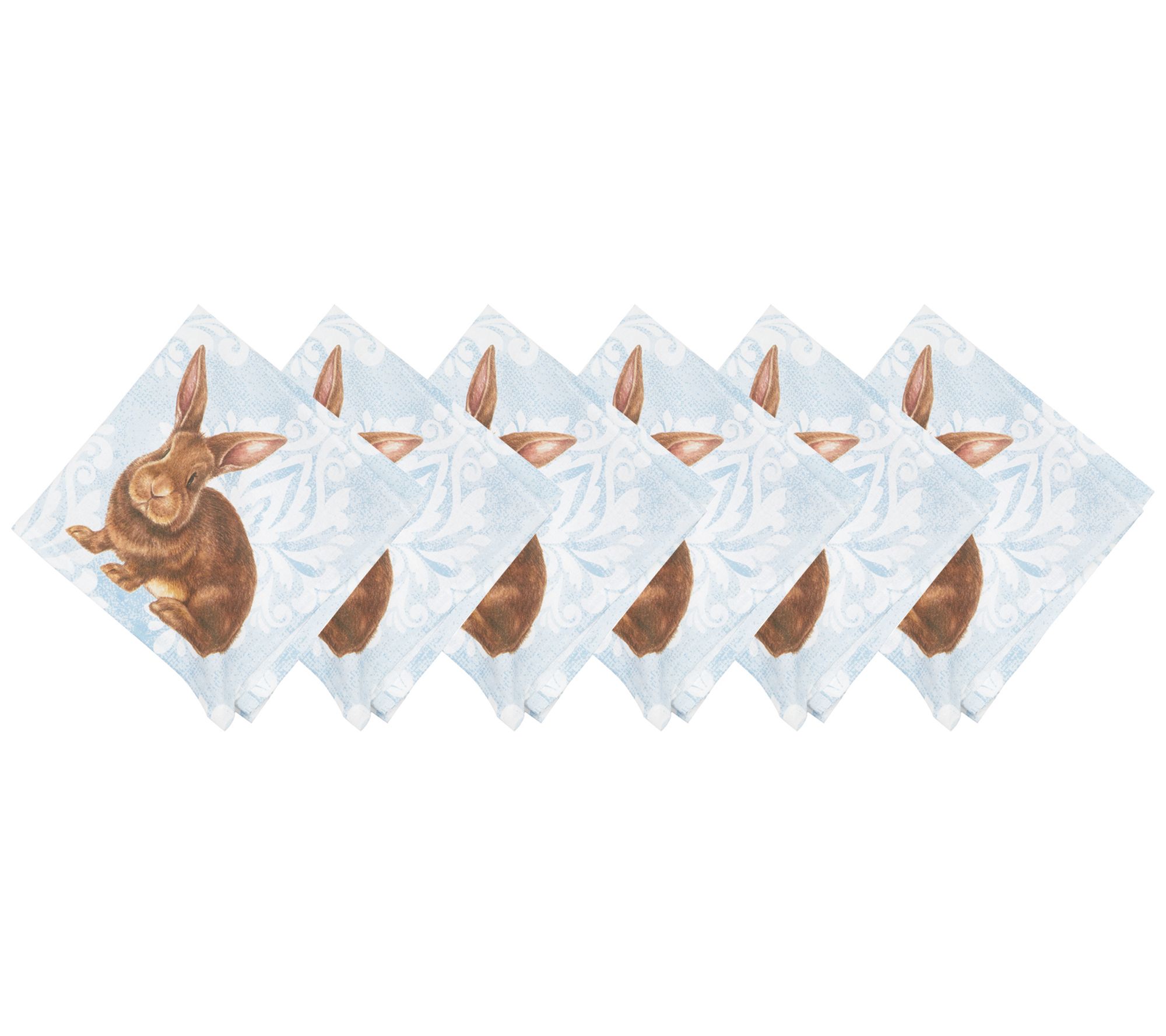 Damask Bunny Napkin Set of 6 by Valerie