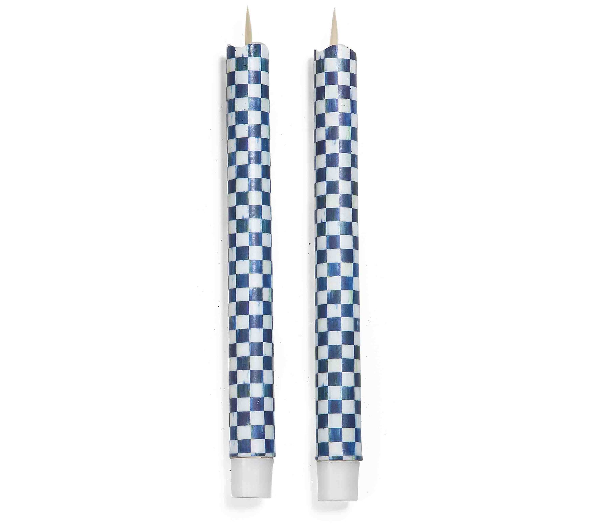 MacKenzie- Childs Set of 2 Checked Flicker Taper Candles