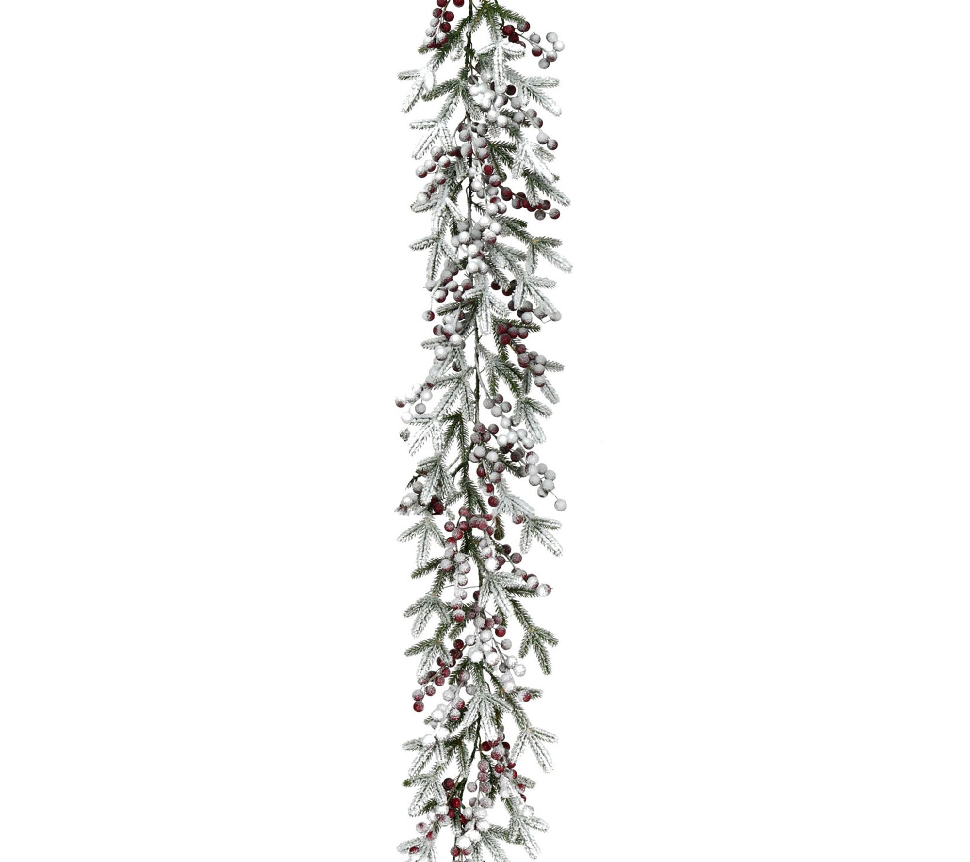 Fraser Hill Farm 9-Ft. Flocked Decorative Garland with Red Ber - QVC.com