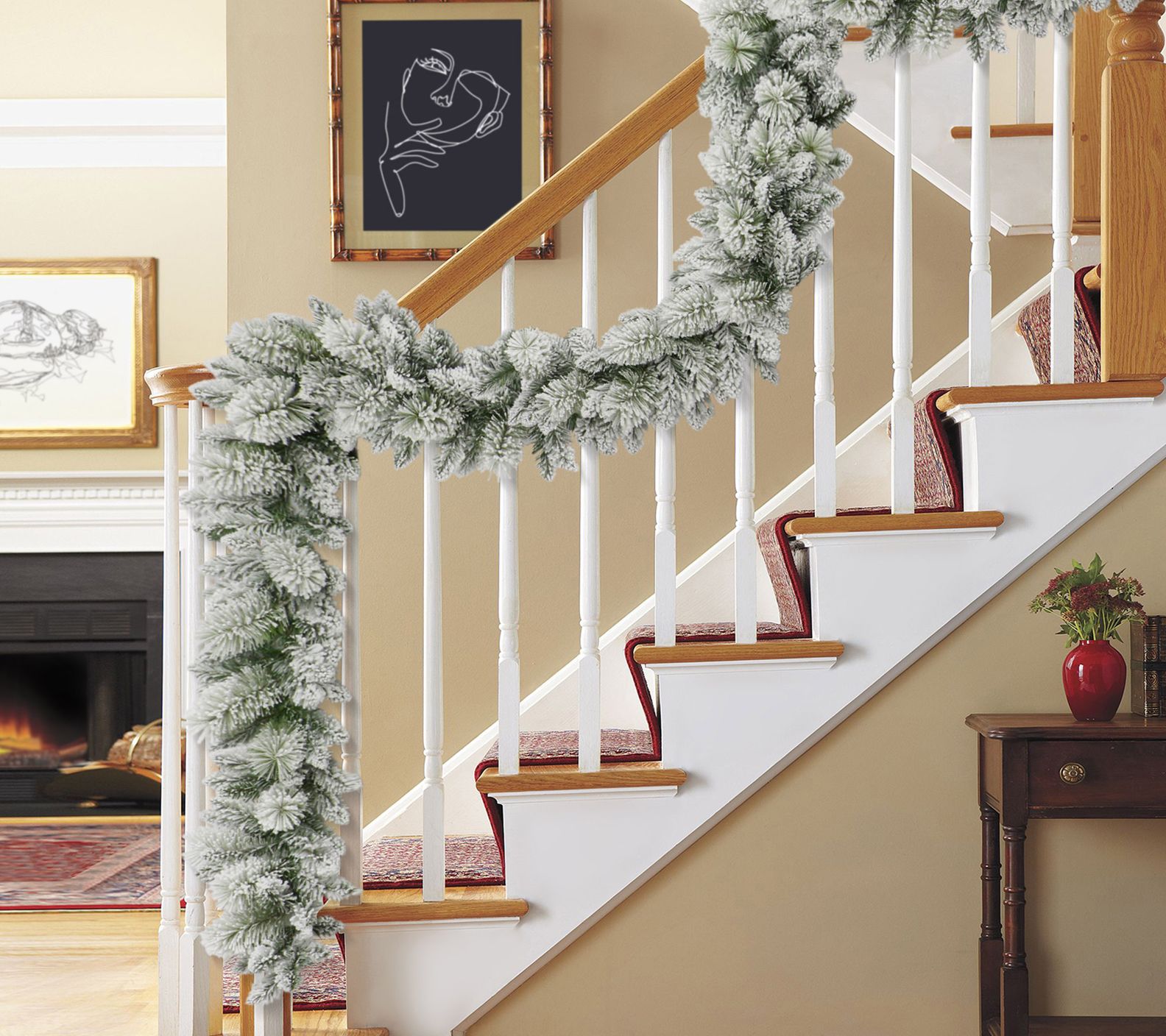 Puleo International 20ft Flocked Spruce Artificial Garland