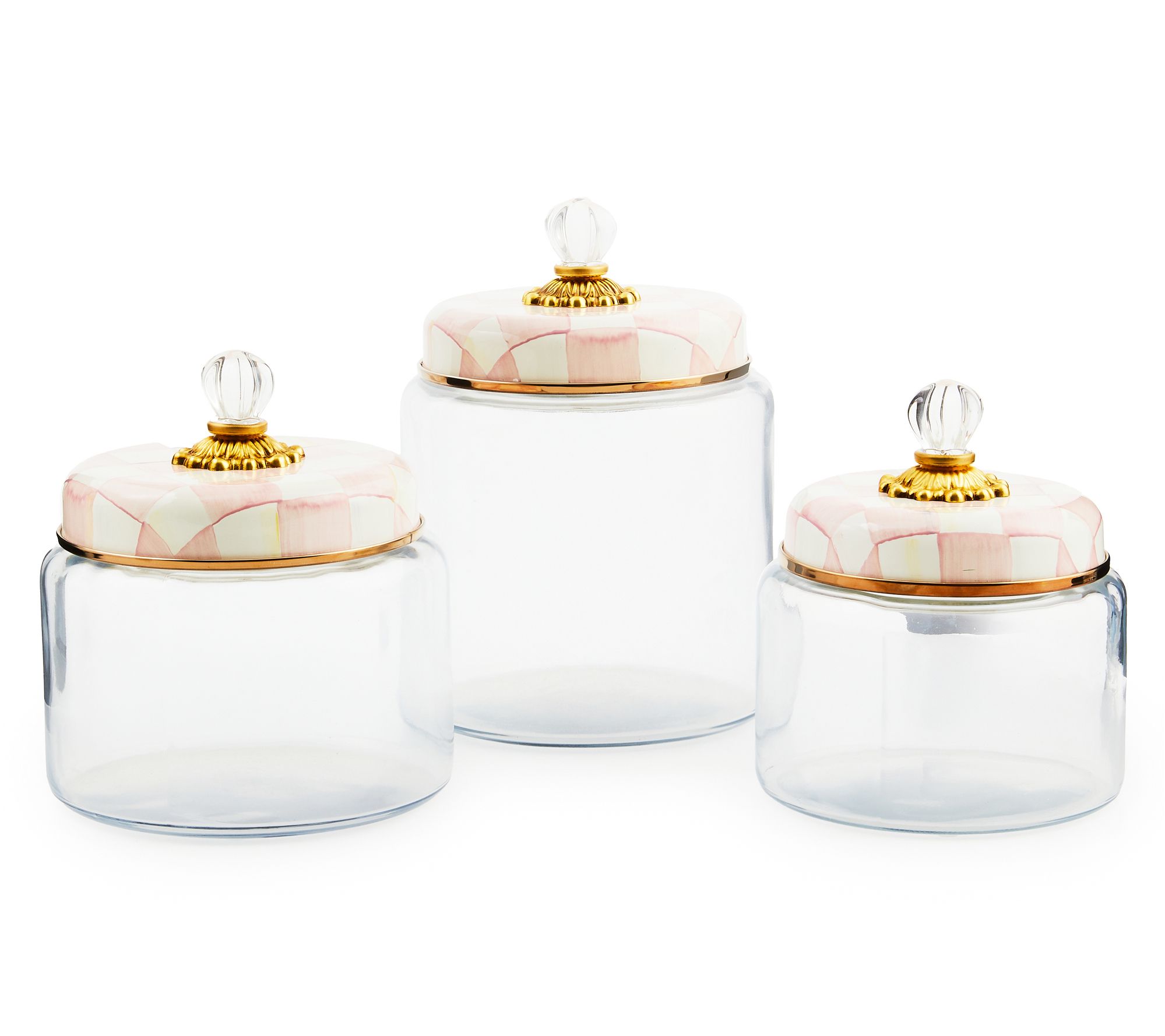 MacKenzie Childs Set of 3 Glass Kitchen Canisters