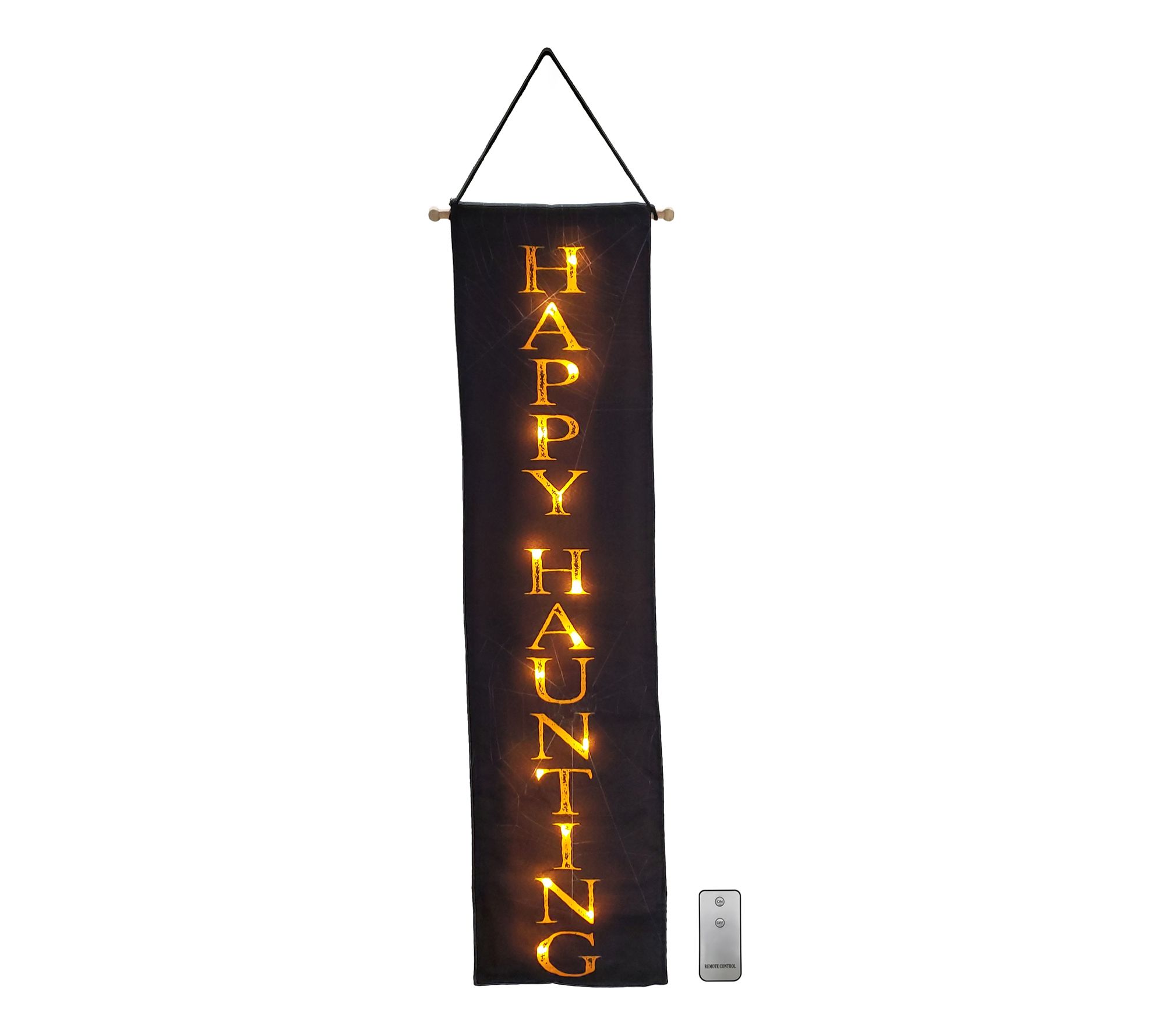 LumaBase Battery Operated LED Lighted Wall Banner-Happy Haunt