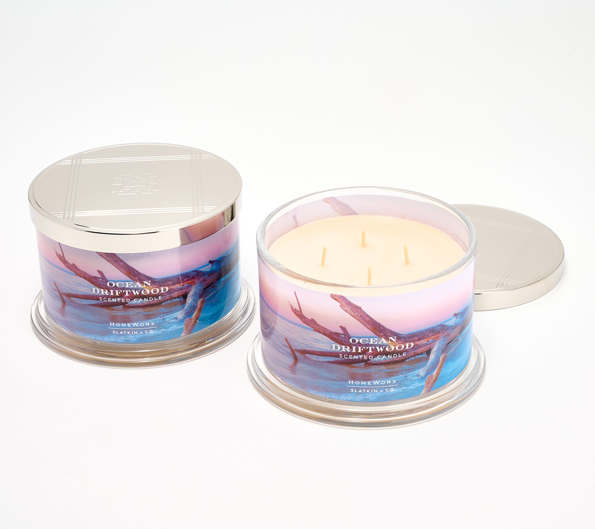 HomeWorx by Slatkin + Co. S/2 18oz Ocean Driftwood Candles
