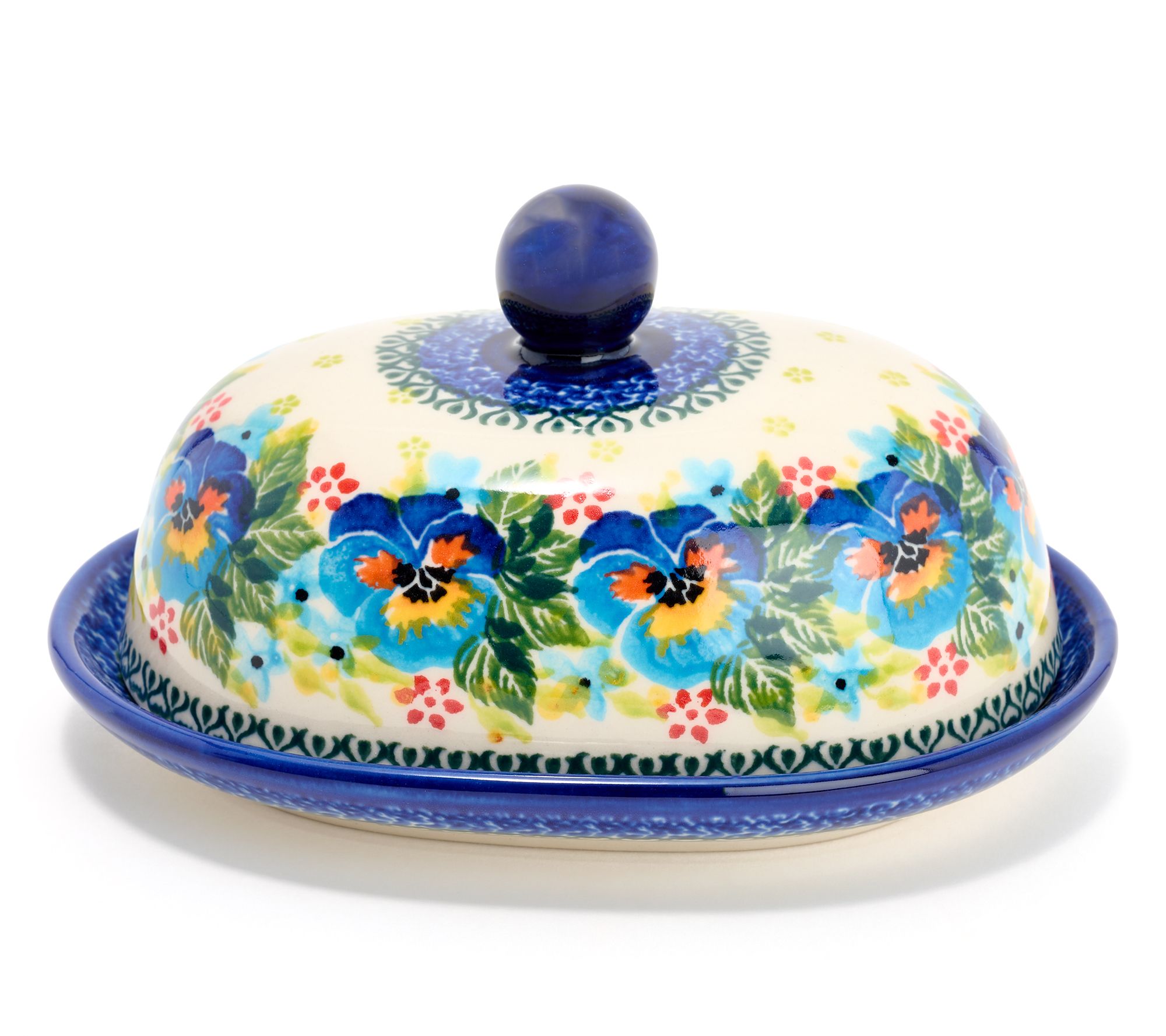 Lidia's Polish Pottery Hand Painted Oval Butter Dish