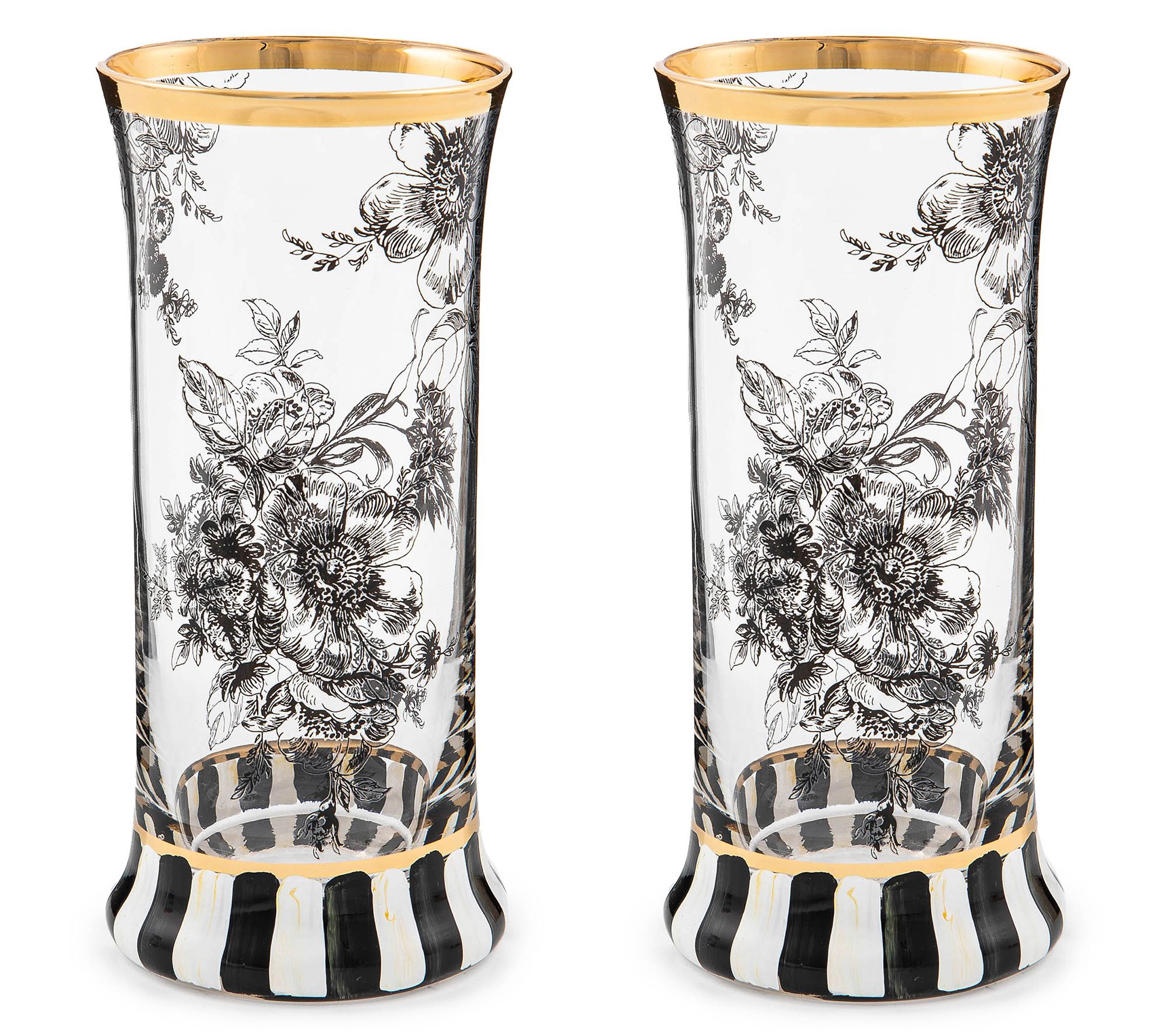 MacKenzie- Childs Set of 2 Highball Glasses