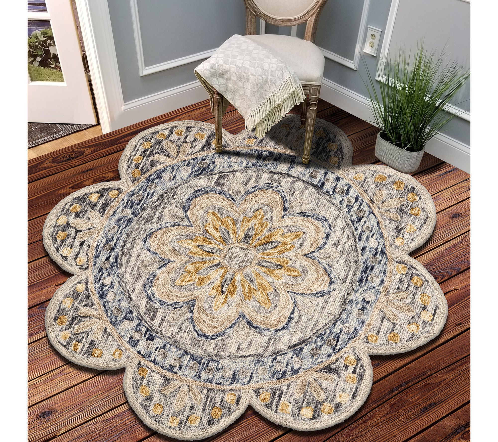 Ox Bay Michelle Floral Medallion Wool Indoor 6'Round Rug