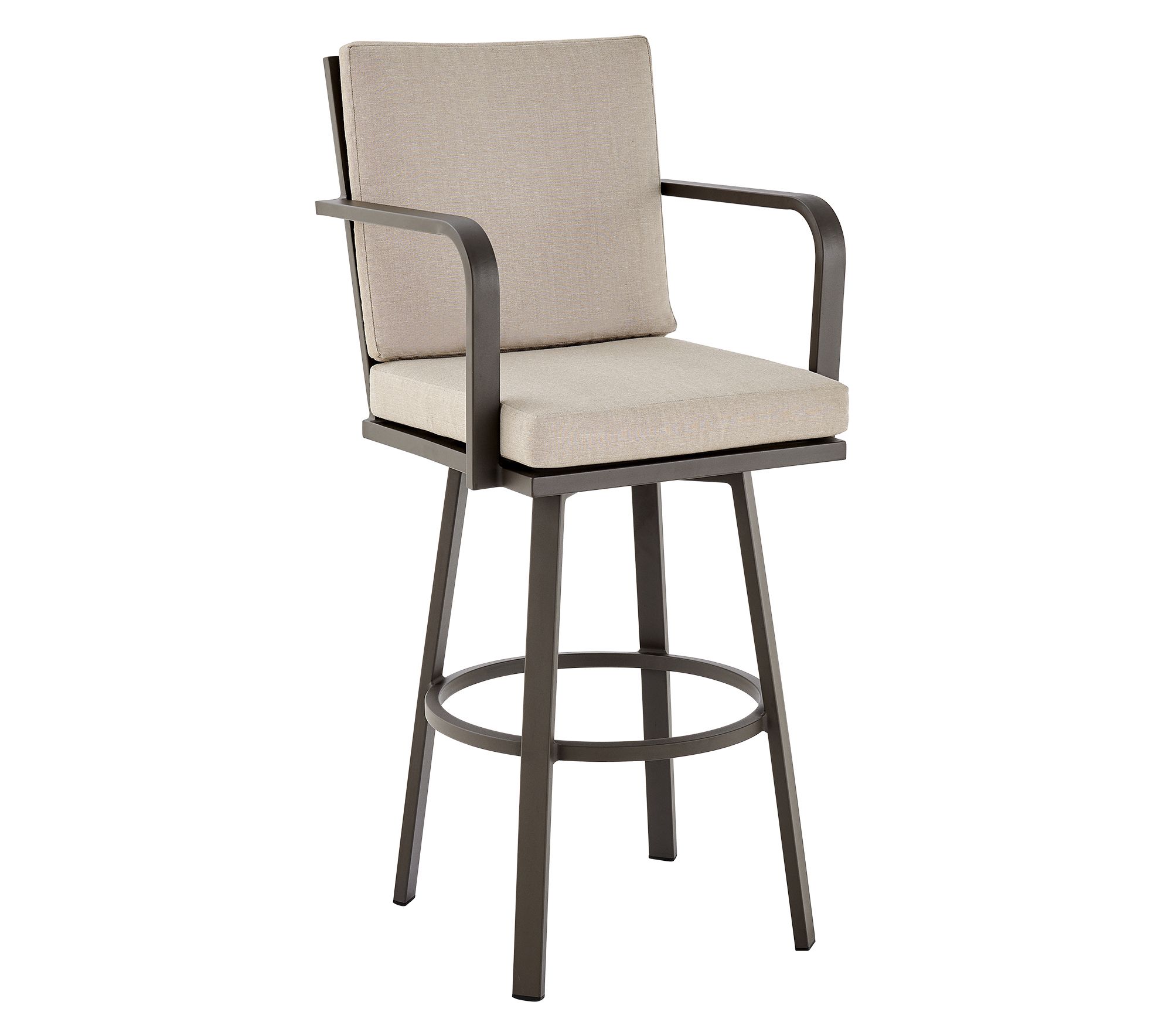 Armen Living Arnauld Patio Swivel Counter/Barstool in Aluminum