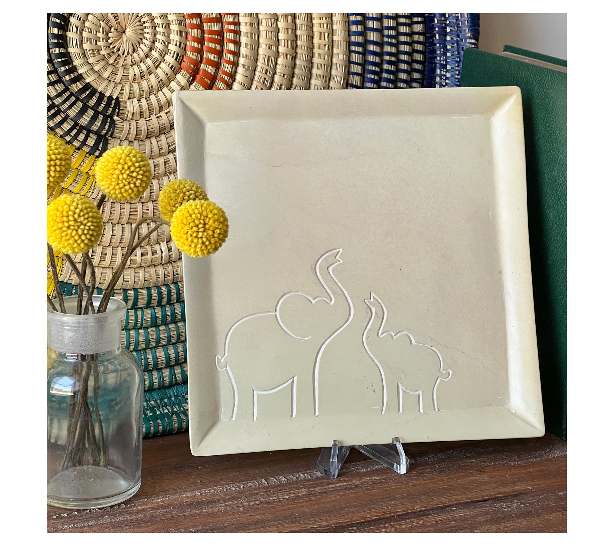 Global Crafts Handcarved Soapstone Decorative Plate