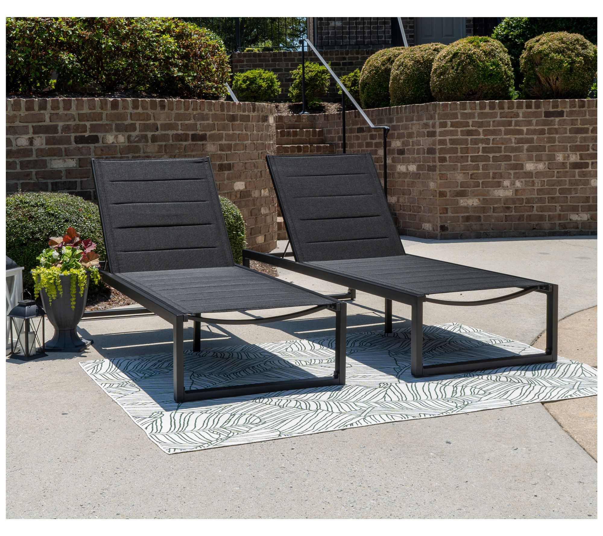 Linon Home Holland Aluminum Chaise Lounge BlackSet of 2