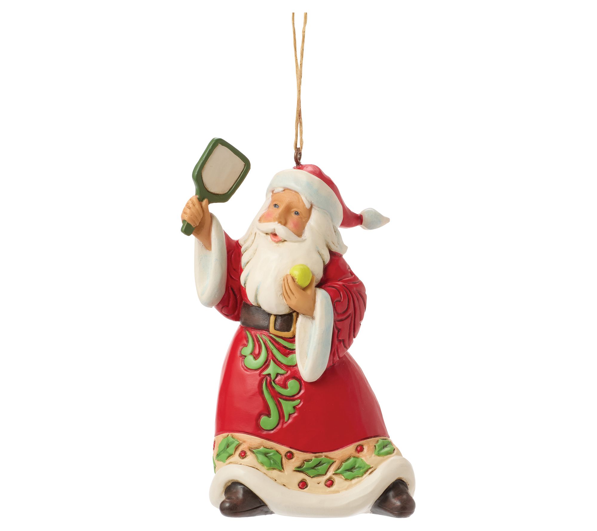 Jim Shore Heartwood Creek Pickleball Santa Ornament 4.5in H