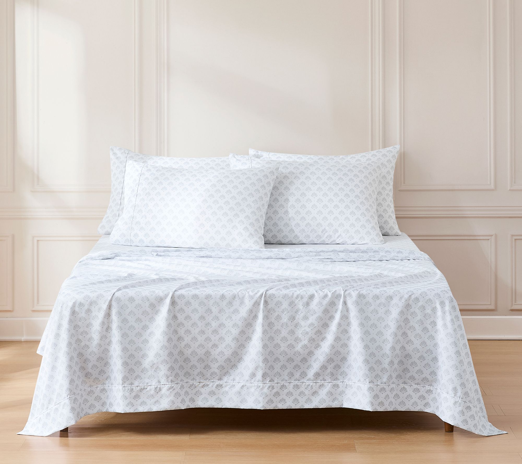 Lush Decor Scallop Fan Sheet Set Gray 6Pc Set Full