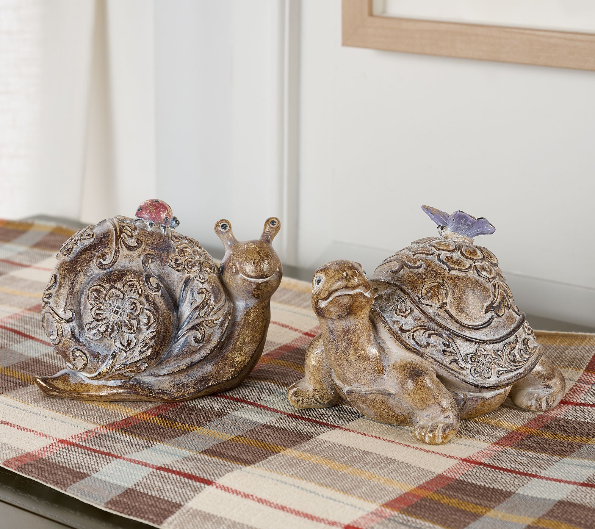 Set of 2 Embossed Snail & Turtle Figures by Valerie