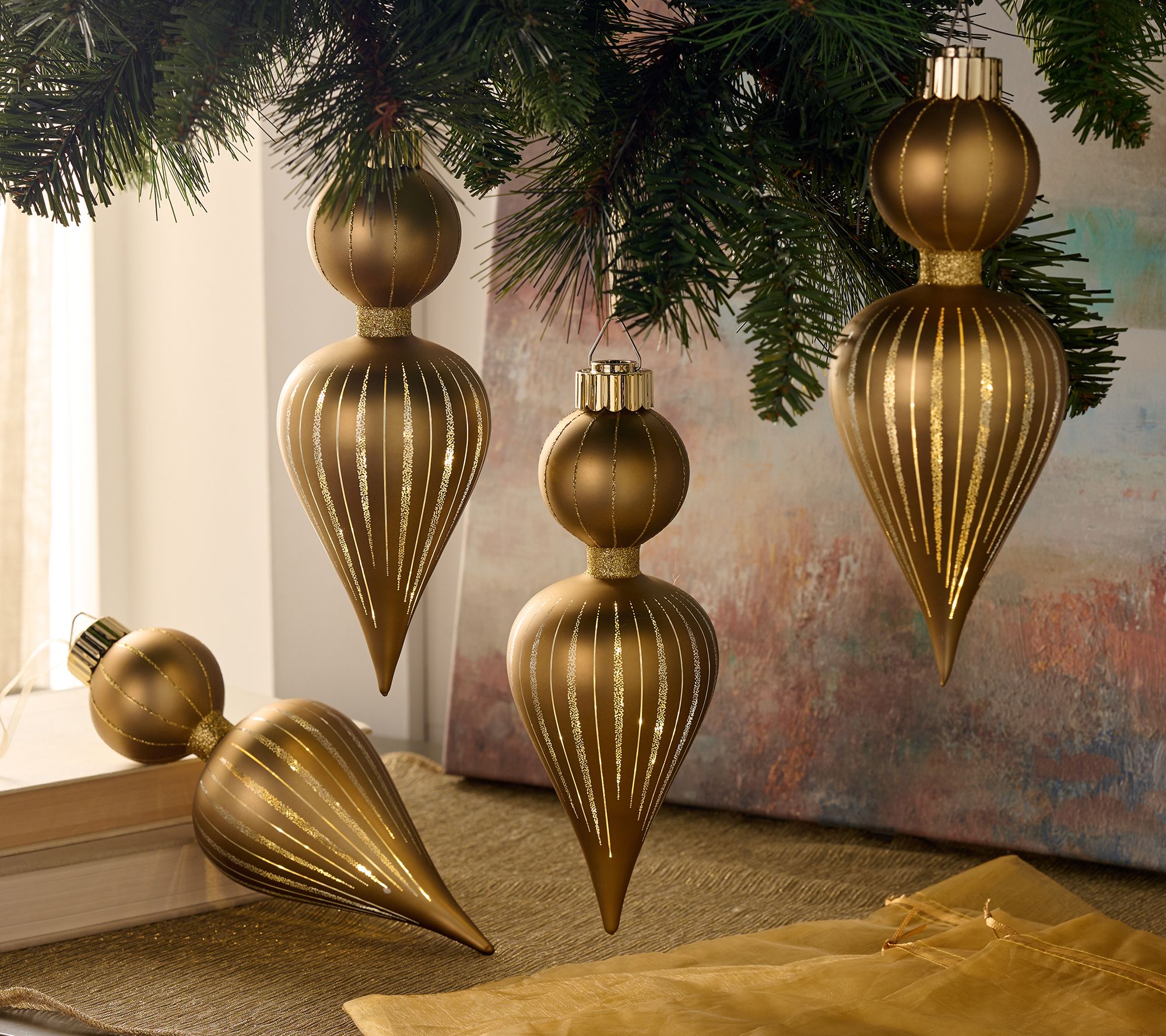 "As Is" Set-(4) 9.5" Starry Night Ornaments w bags by Valerie